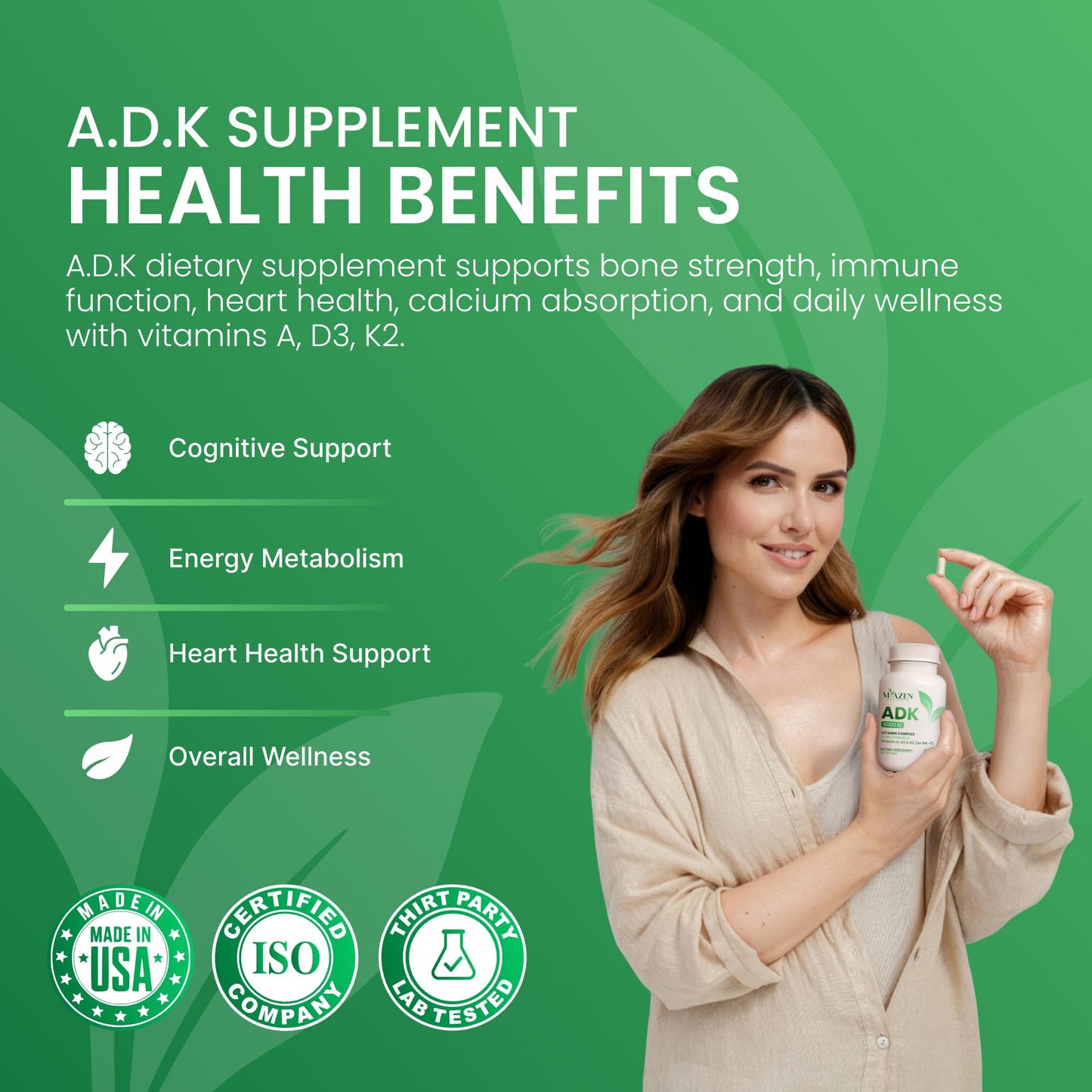 Miazen ADK 5 Vitamin Supplement 5000 IU Capsules, 90 Count