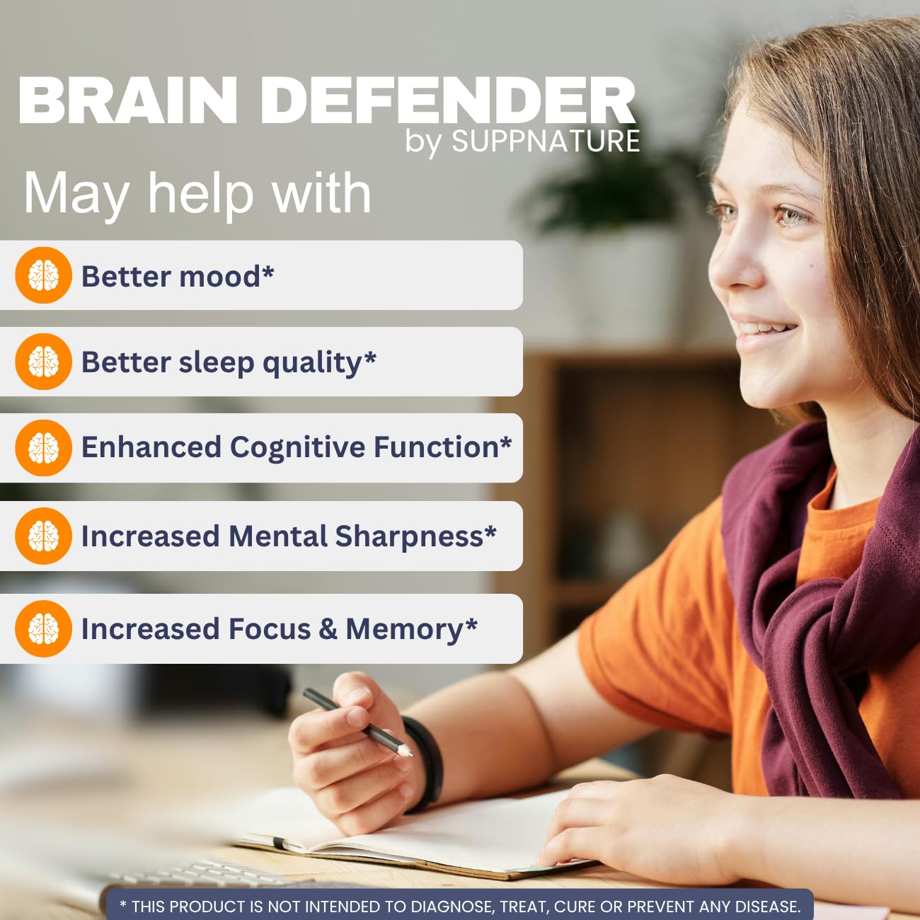 SuppNature Brain Defender Capsules, 60 Count