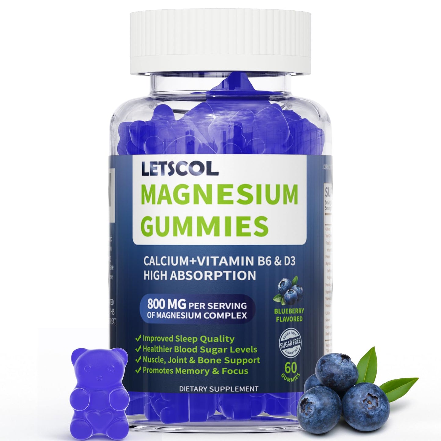 LETSCOL Magnesium Glycinate Gummies 60 Count