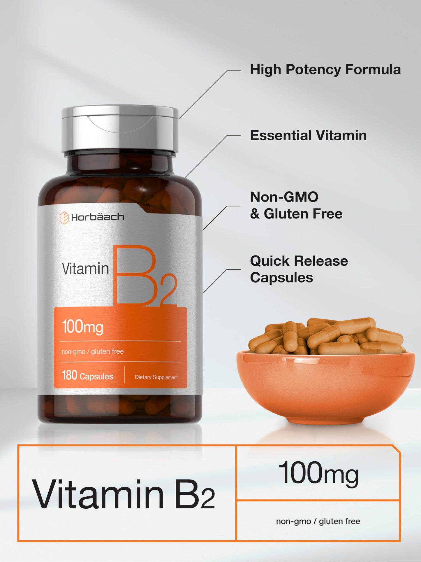 Horbäach Vitamin B2 100mg Tablet 180 Tablets
