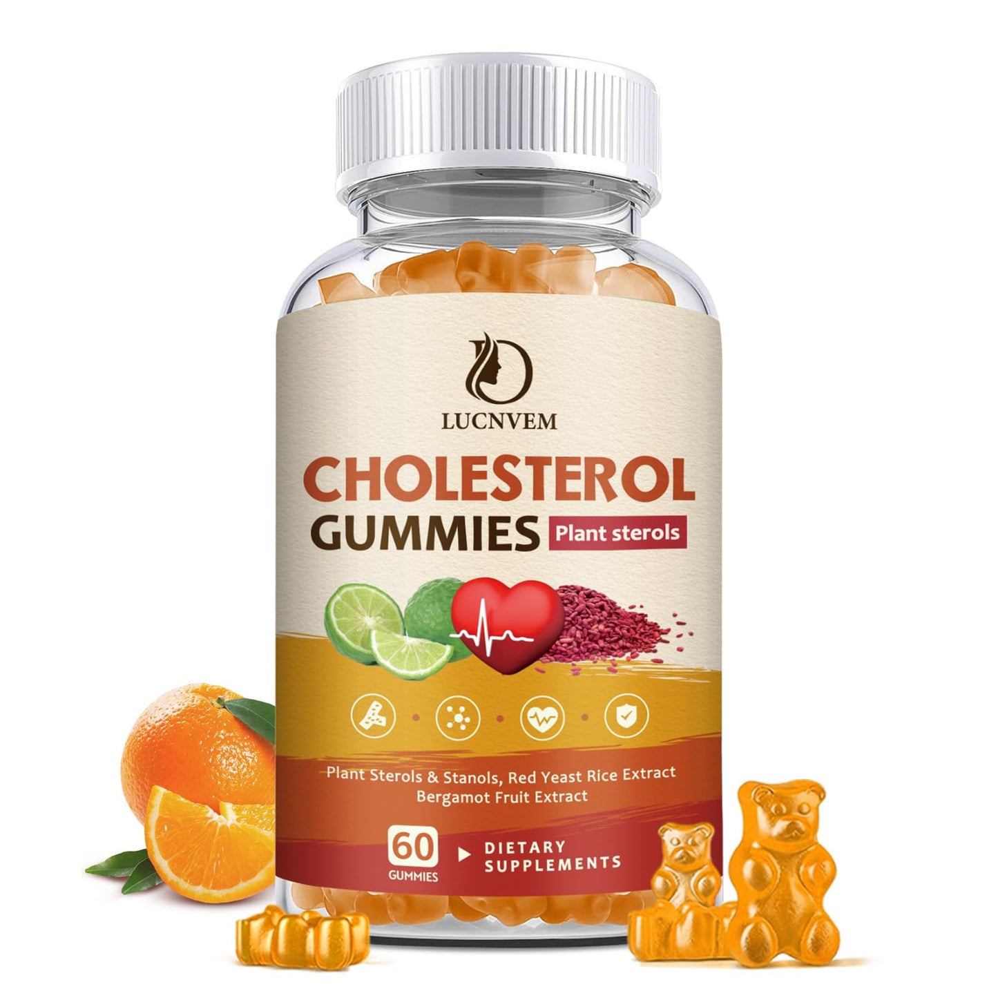 LUCNVEM Cholesterol Supplements Gummies, 60 Count