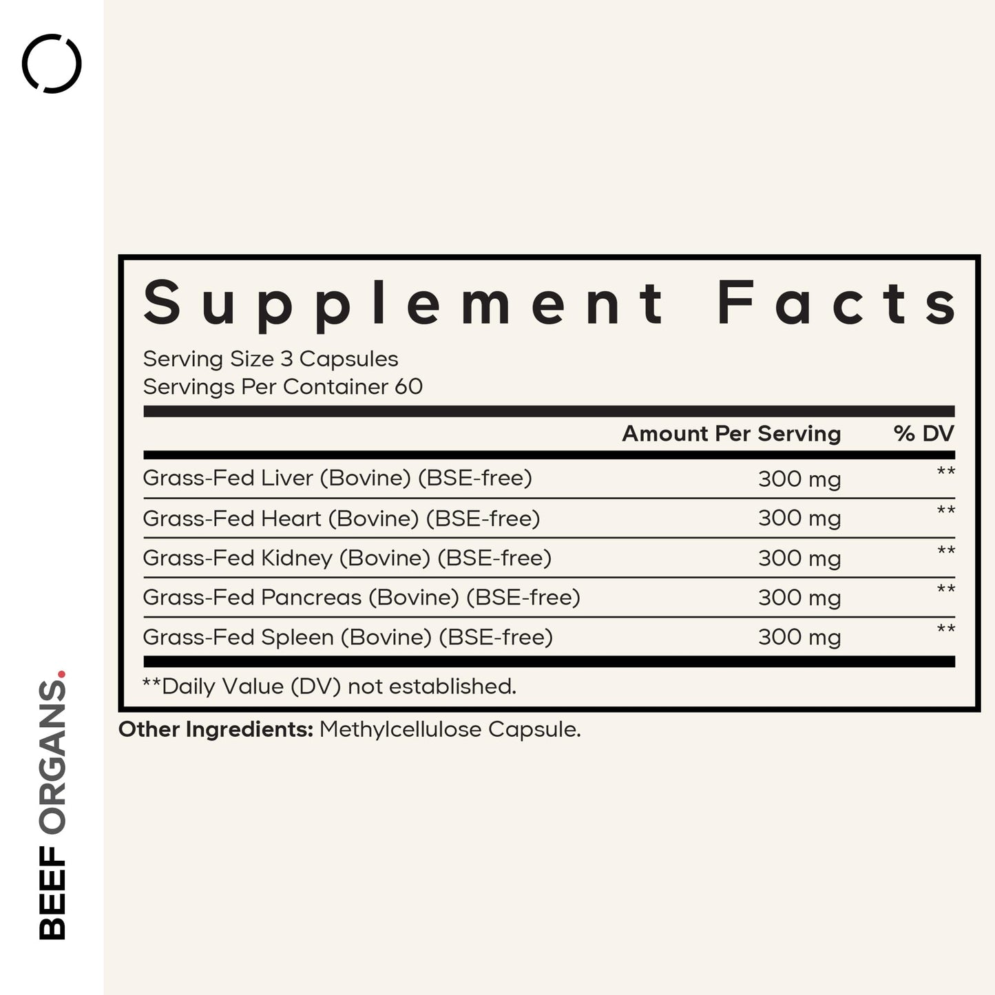 Codeage Grass Fed Beef Organs Supplement Capsules, 180 Capsules