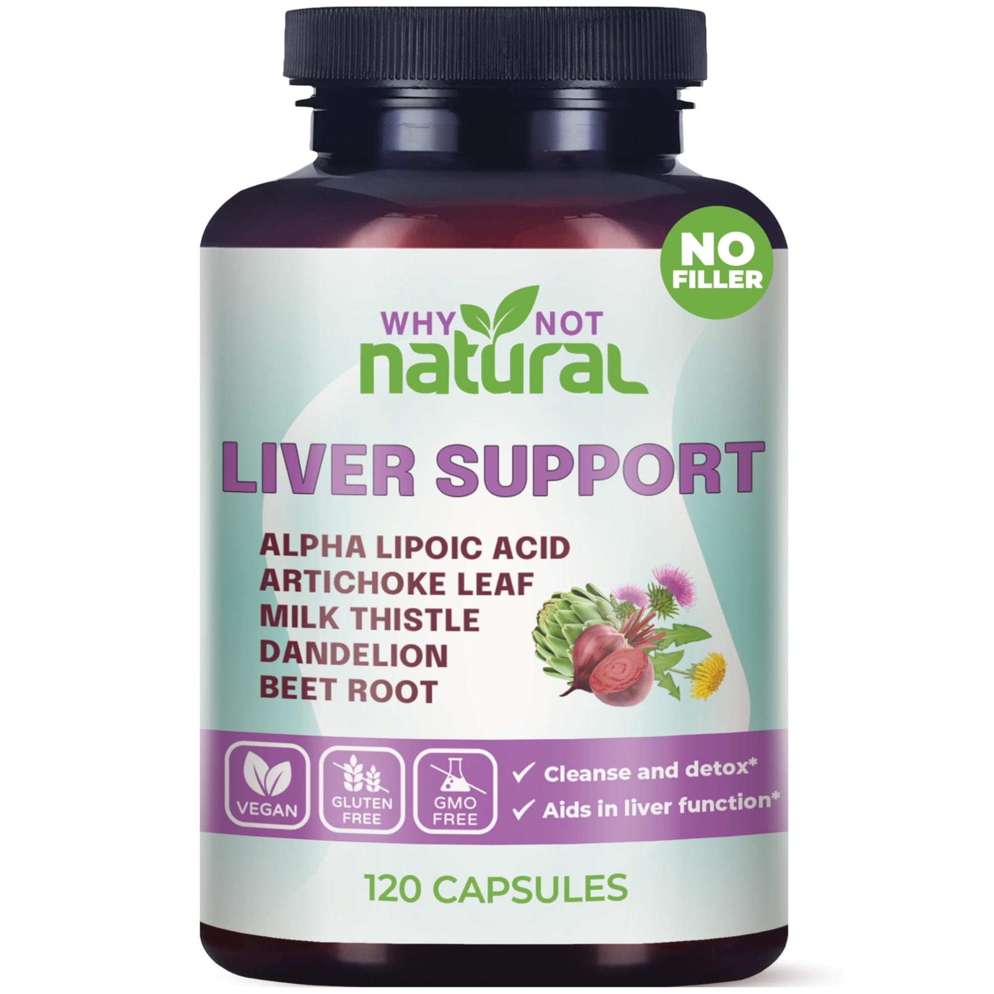 Why Not Natural 5-in-1 Liver Health Formula with Milk Thistle, 120 Capsules