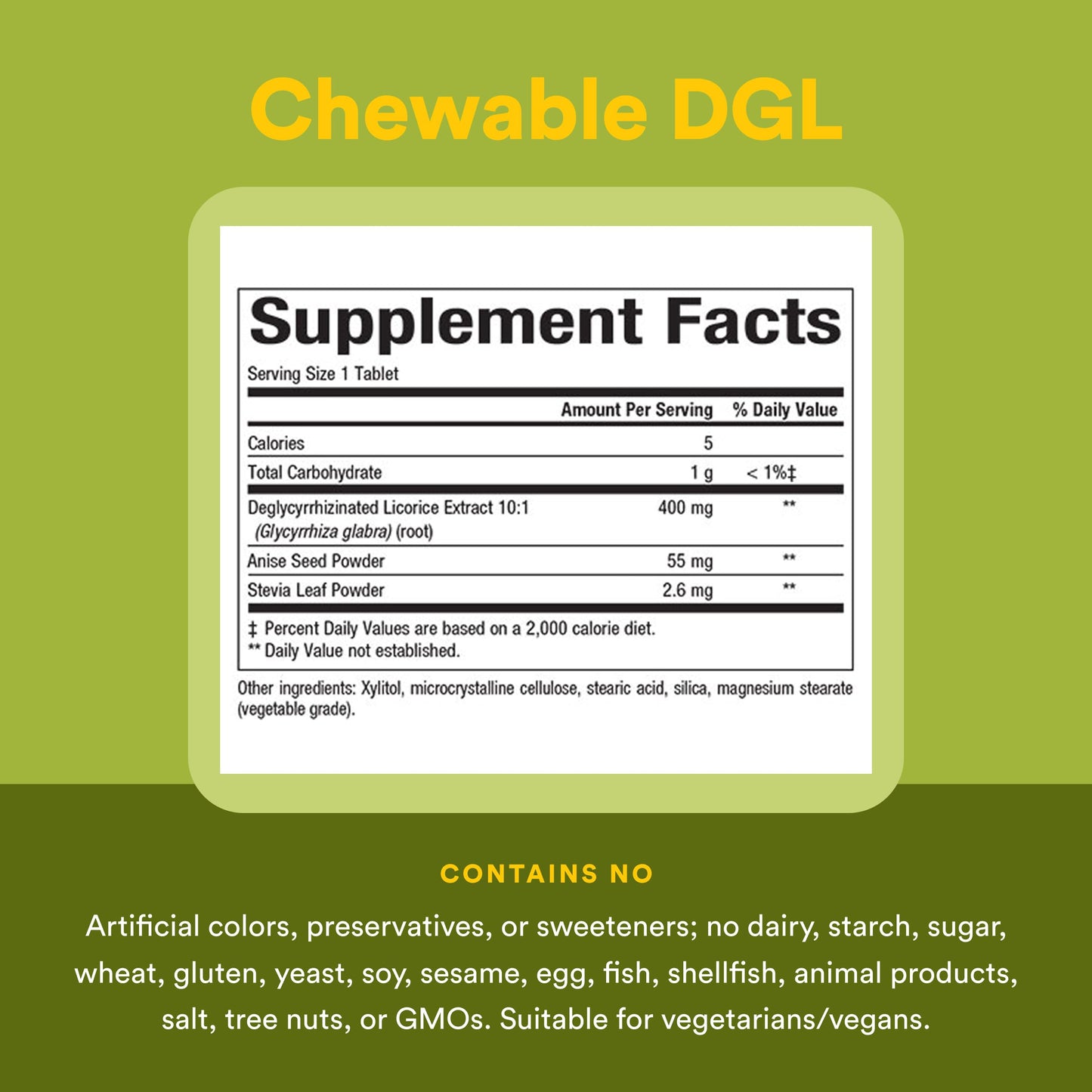 Natural Factors DGL Chewable Digestive Support Supplement with Licorice Root Extract Tablets, 180 Tablets