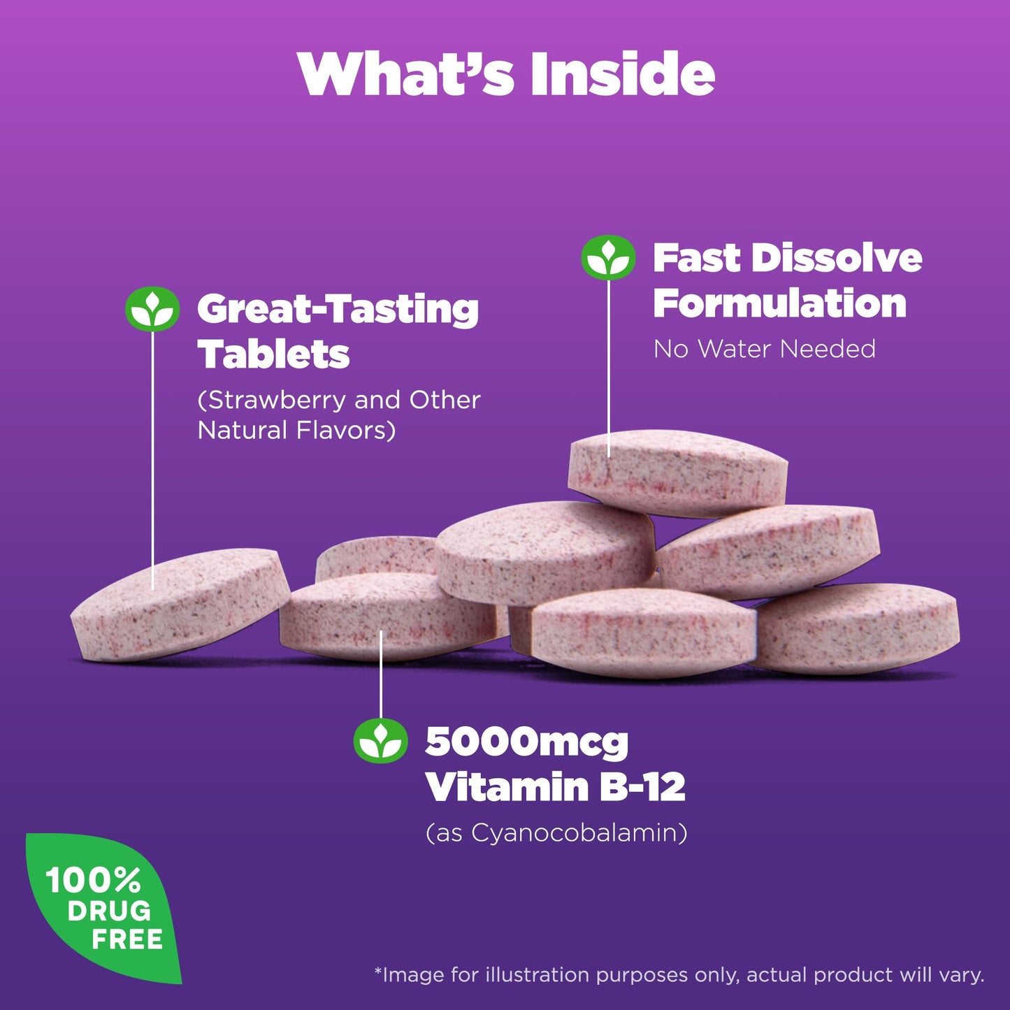 Natrol Vitamin B12 5000 mcg Fast Dissolve Tablet, 200 Tablets