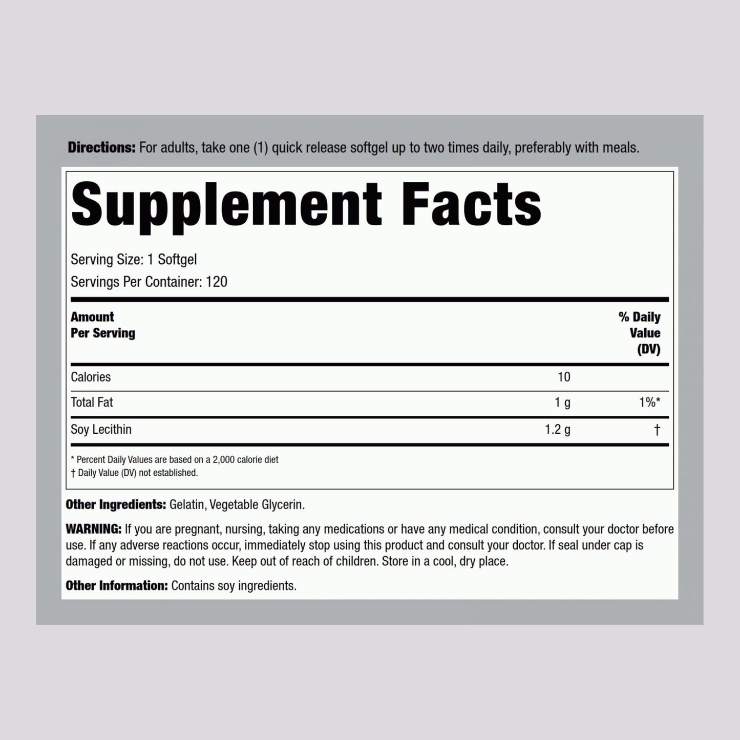 Lindberg Lecithin 1200mg Softgel 120 Count