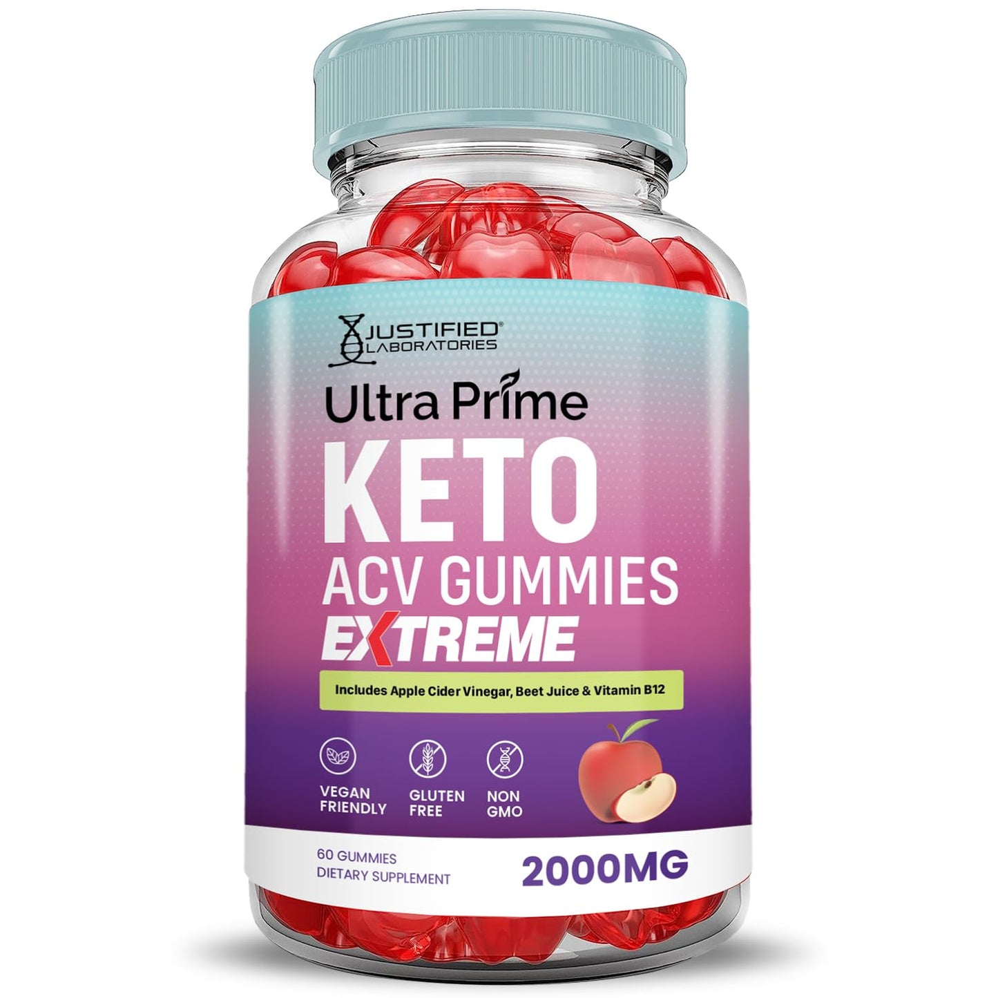 Justified Laboratories Ultra Prime Keto ACV Gummies Apple Cider Vinegar, 300 Gummies