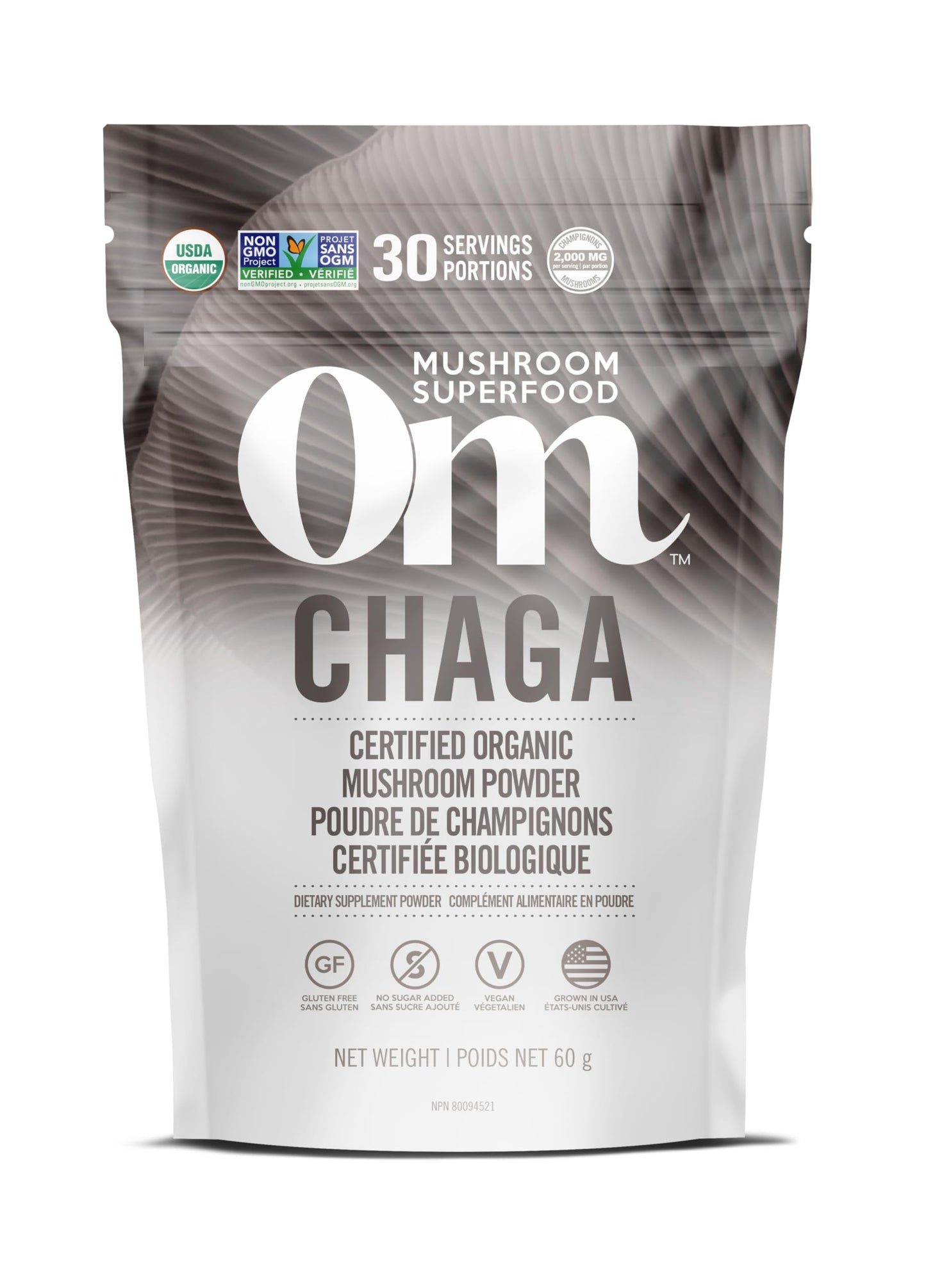 OM MUSHROOM SUPERFOOD Organic Chaga Mushroom Superfood Powder 2.12 Ounce