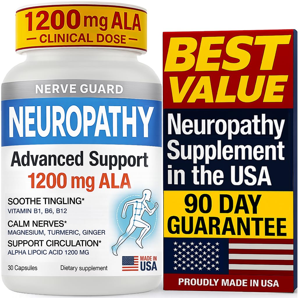Nerve Guard Neuropathy Support Supplement 1200 mg Alpha Lipoic Acid Capsule, 30 Count
