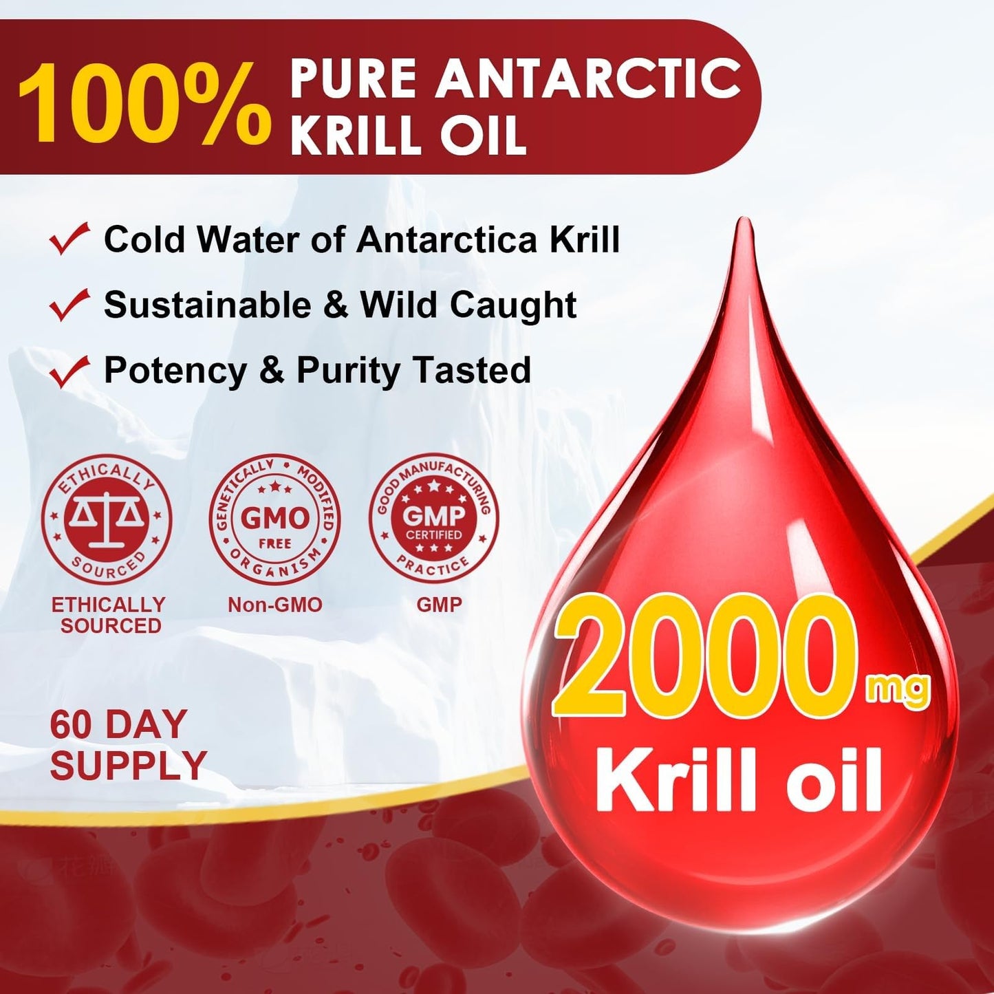 Nature Target Krill Oil 2000 mg with Omega-3 EPA & DHA with Astaxanthin & Choline Softgels 120