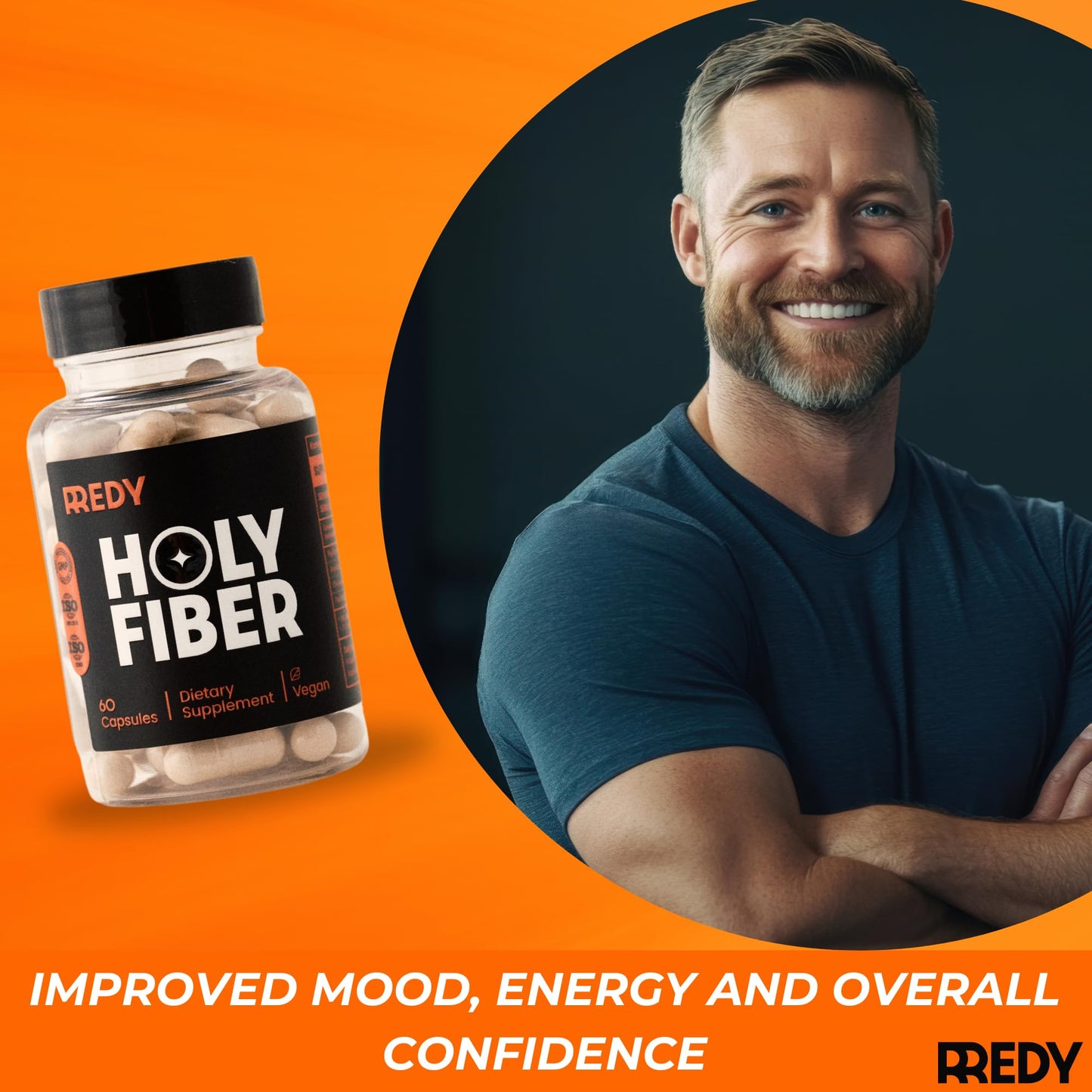REDY 4-in-1 Premium Blend Psyllium Husk, Aloe Vera, Chia Seeds, Flaxseeds Fiber Supplement for Men Capsules 120
