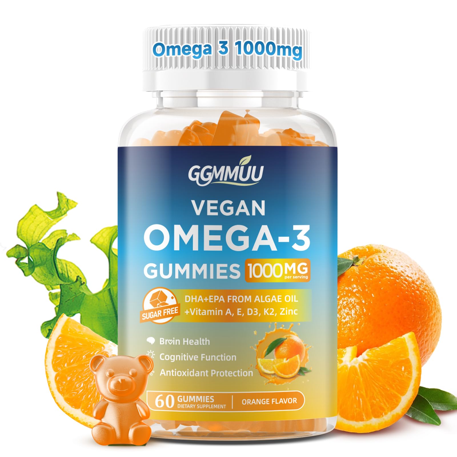 GGMMUU Vegan Omega-3 Gummies, 60 Count