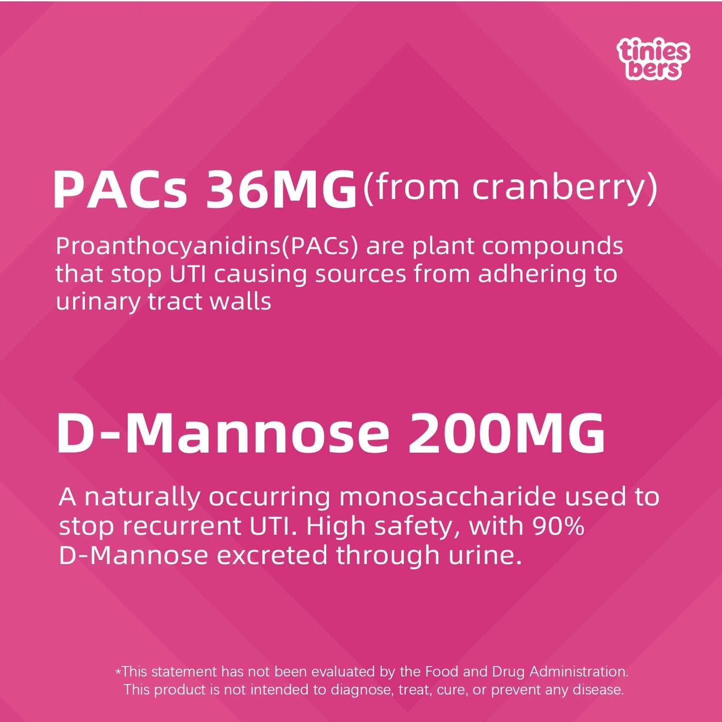 Tinies bers Cranberry Gummies for Kids with D-mannose, Multivitamins, Methyl Vitamin B12, Urinary Tract & Immune Health, Daily Support, Vegan, Sugar Free, Pectin, Berry, 90 Gummies