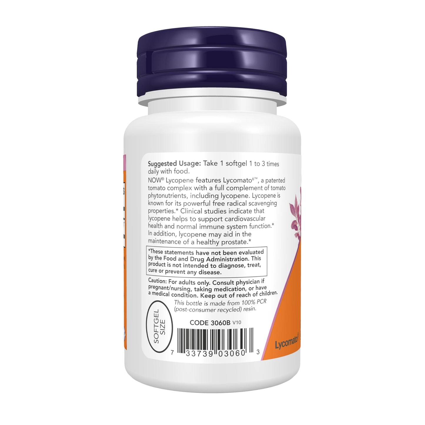 NOW Foods Lycopene 10 mg with Natural Extract from Tomatoes, Free Radical Scavenger, Softgels, 60