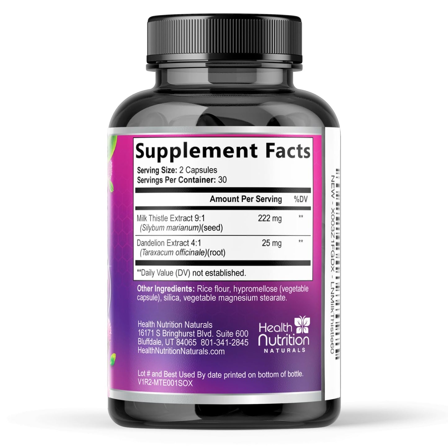 Health Nutrition Naturals Milk Thistle Supplement Capsules, 60 Count