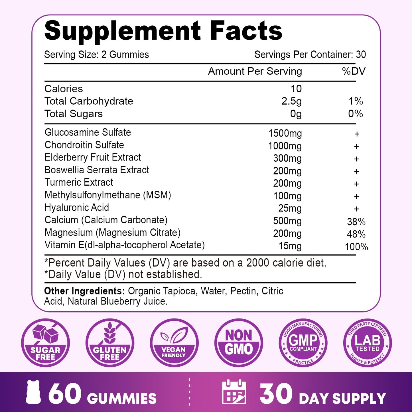 Vazatisi Glucosamine Chondroitin Gummies, 60 Count