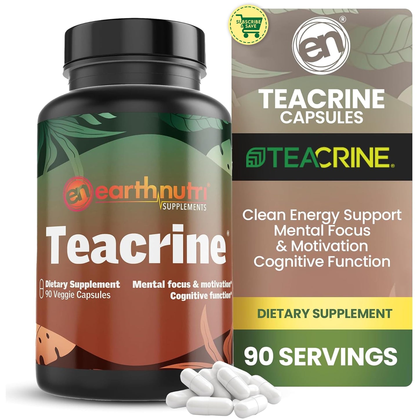 EarthNutri Theacrine Energy and Focus Supplement Capsules, 90 Capsules