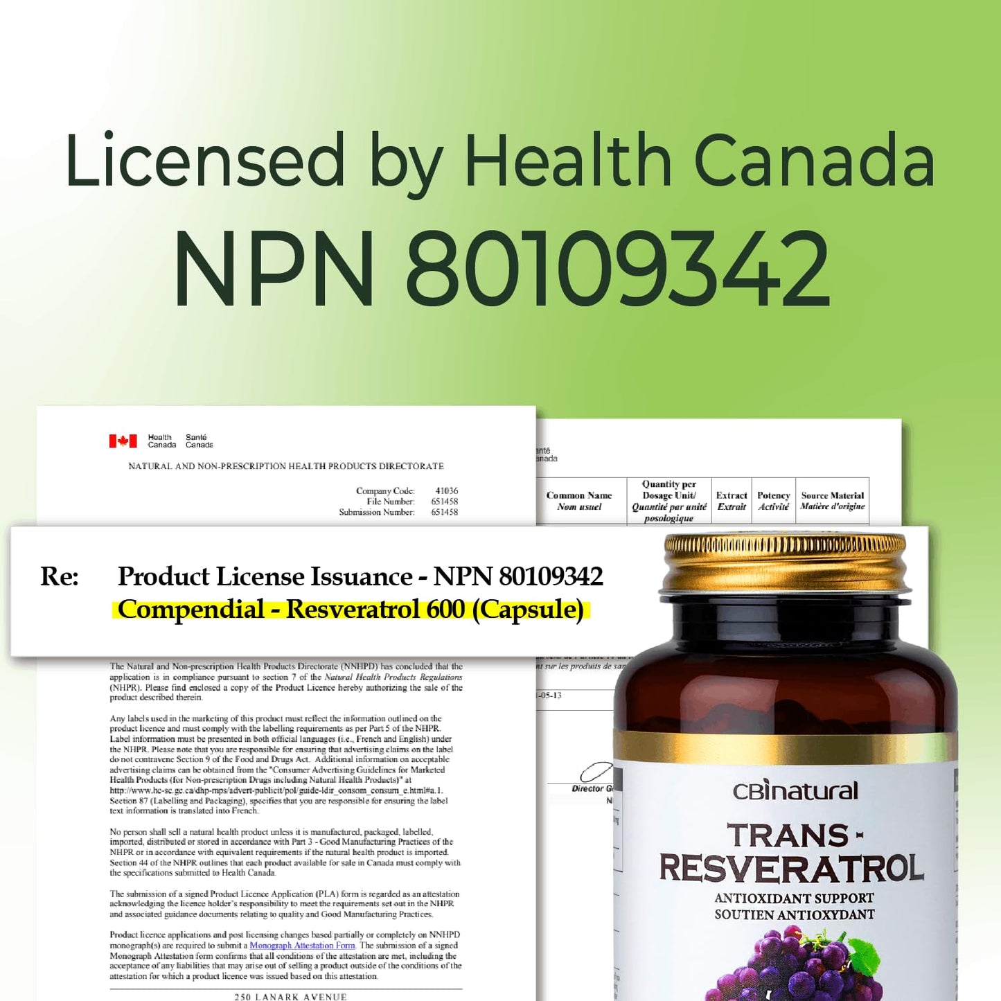 CBI Natural Trans-Resveratrol 600mg, 120 Capsules
