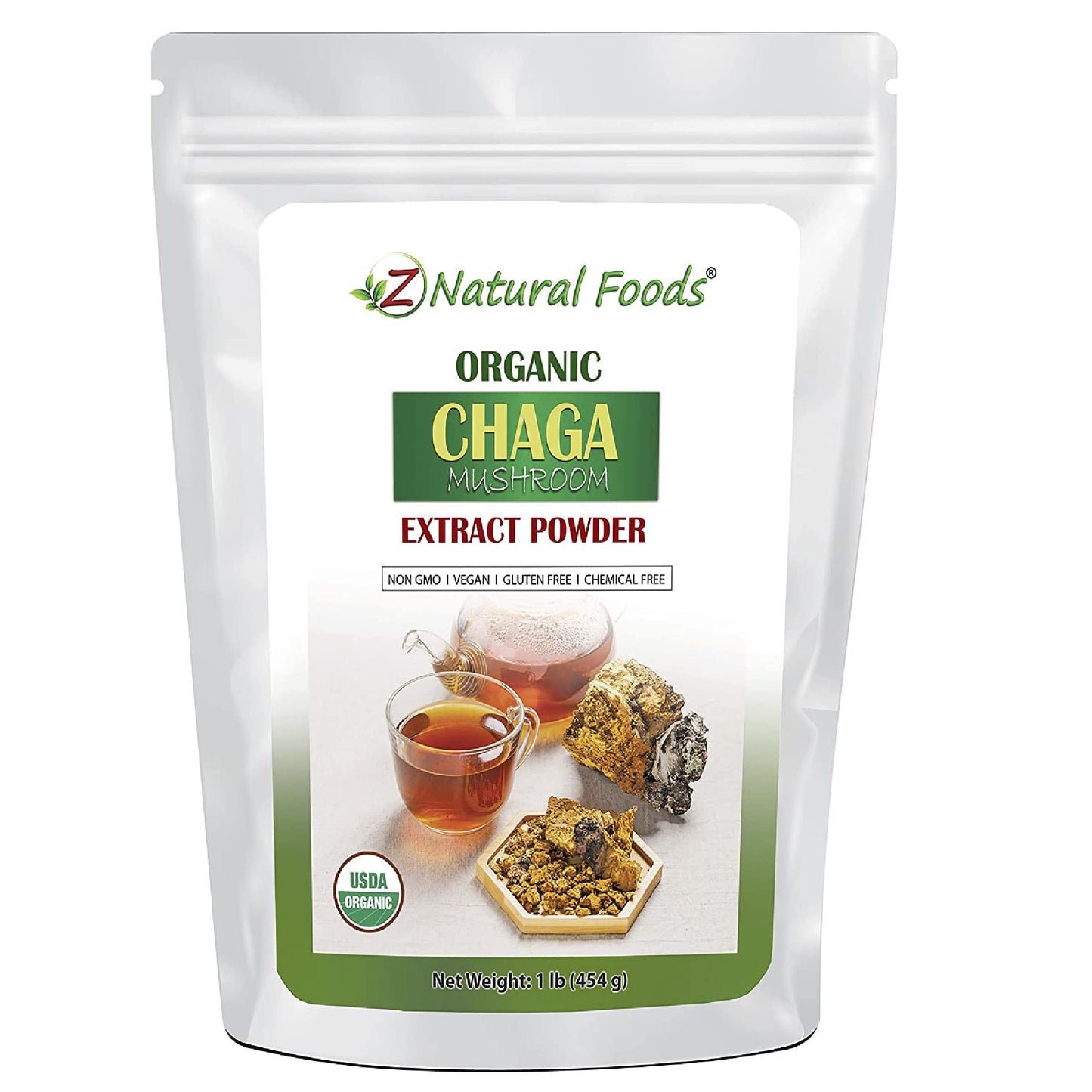 Z Natural Foods Organic Chaga Mushroom Extract Powder, 16 Ounce