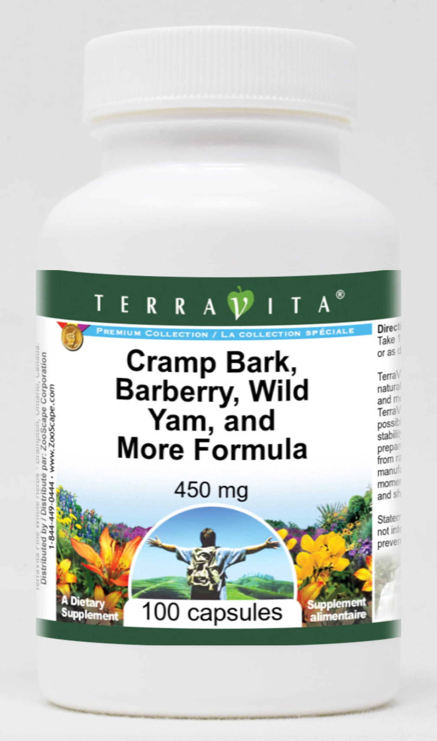 Terravita Cramp Bark, Barberry, Wild Yam, and More Formula 450 mg Capsule, 100 Count
