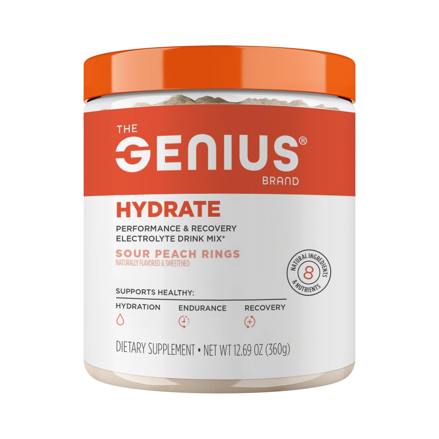 The Genius Brand Hydrate Sour Peach Rings Powder 12.69 Ounce