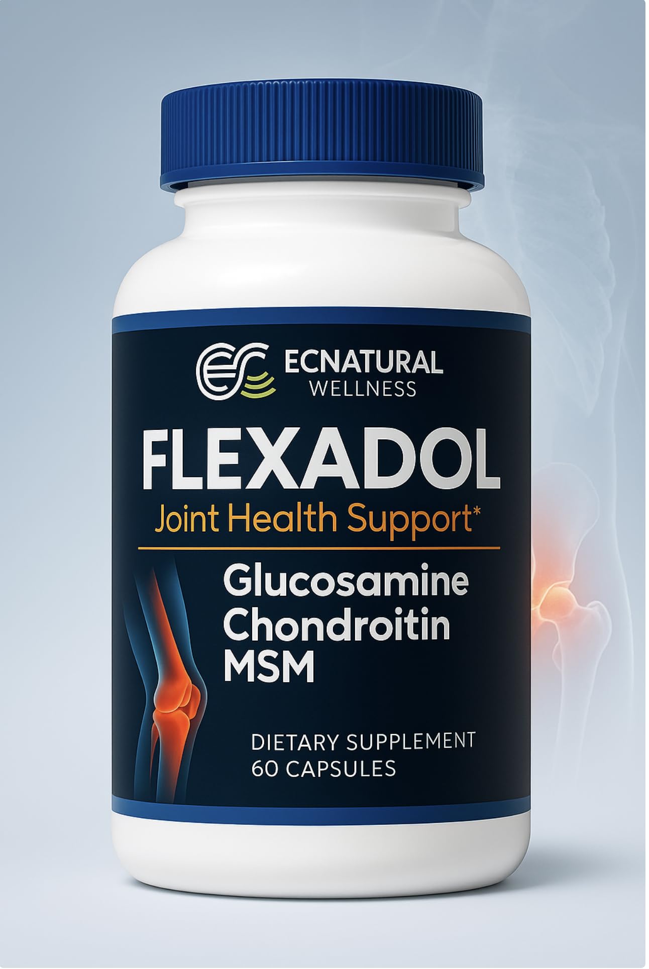 Generic FLEXADOL Glucosamine Chondroitin MSM General Joint Support Mobility & Flexibility Focus Daily Routine Companion 60 Capsules
