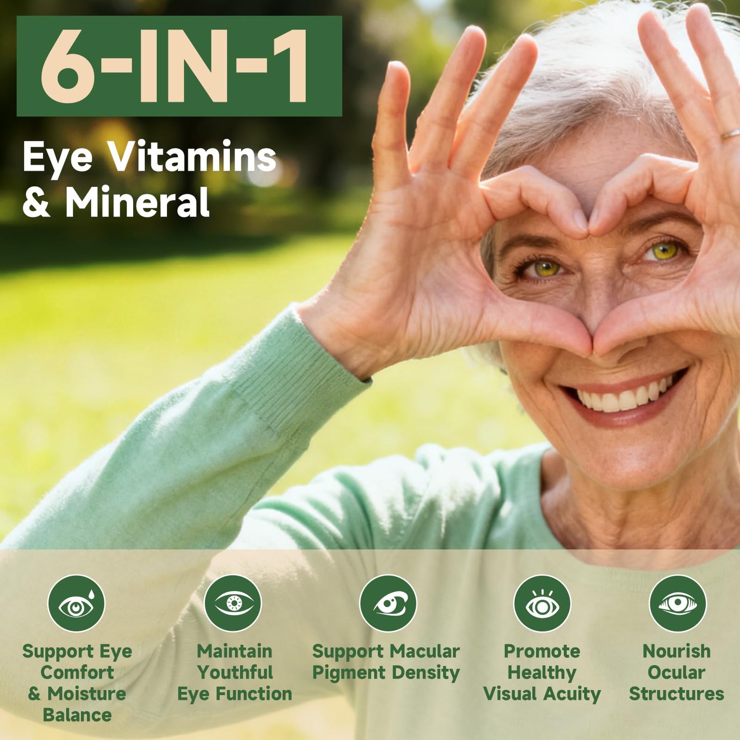 SpenHerb Eye Vitamin and Mineral Supplement Vision Support with Lutein and Zeaxanthin, 180 Capsules