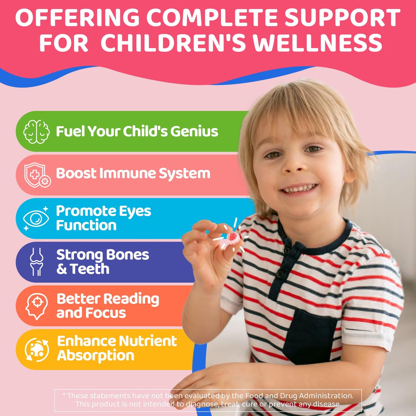 ELLAMENTZ Omega 3 Gummies for Kids & Magnesium Citrate Gummies, 180 Gummies