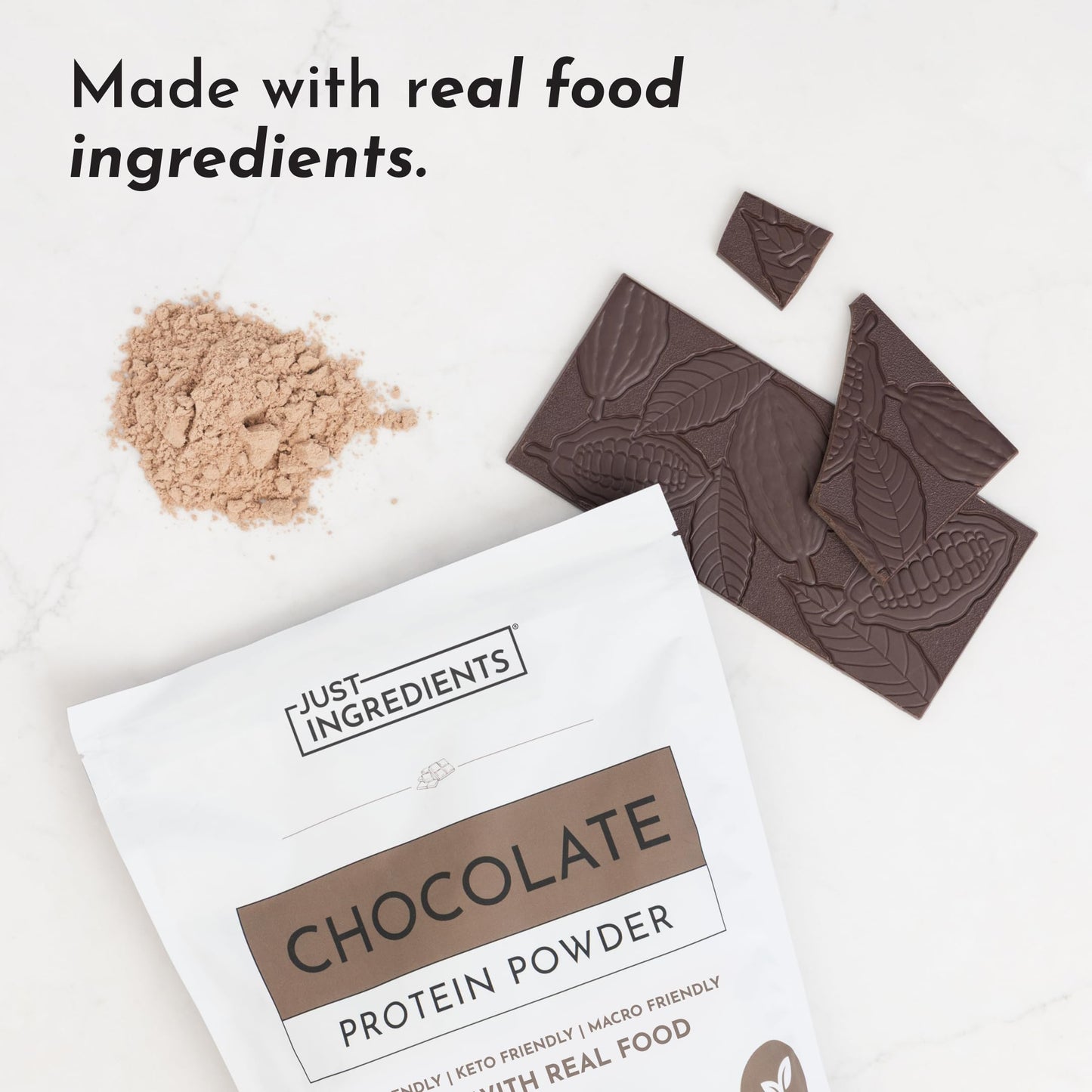 JUST INGREDIENTS Chocolate Protein Powder, 30 Servings