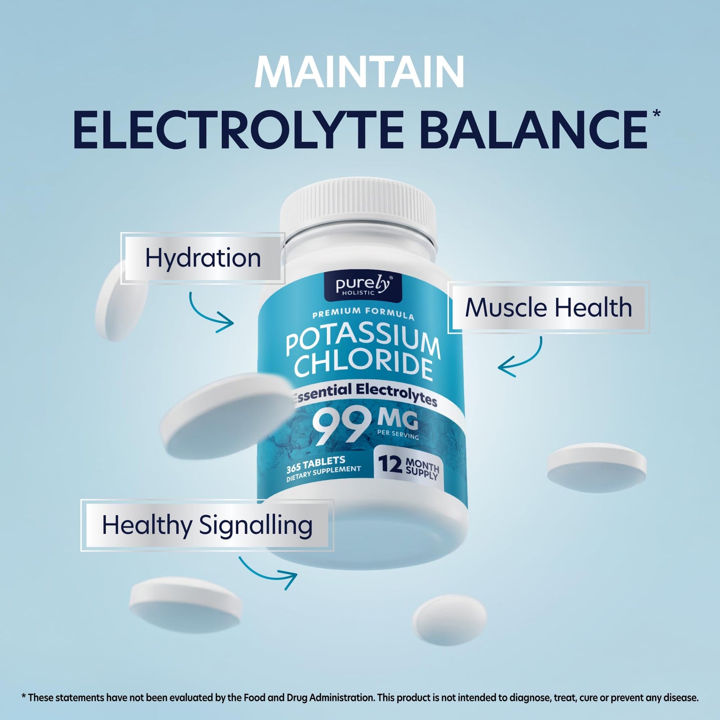 Purely Holistic Potassium Chloride Supplement Tablets 365