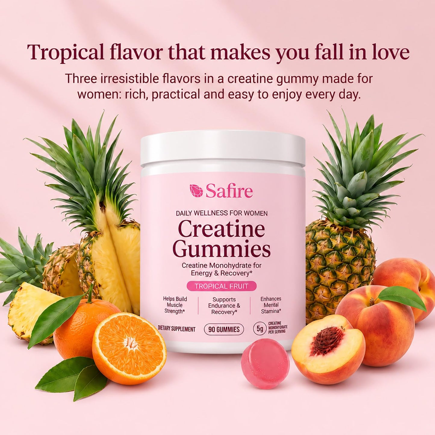 LumiLight Safire Creatine Gummies 5000mg, 90 Gummies