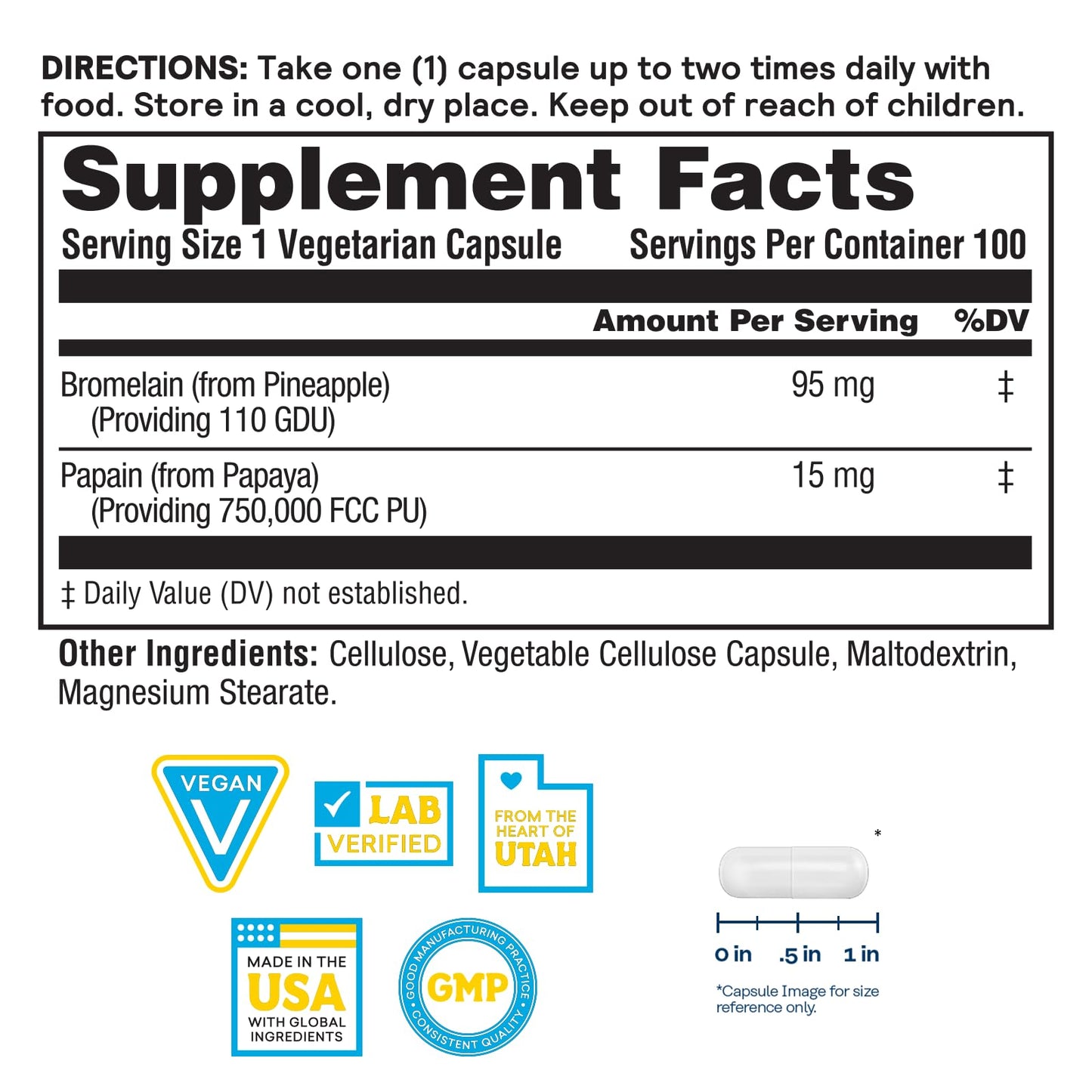 Nature's Life Bromelain & Papain Proteolytic Enzymes Capsule, 100 Vegetarian Capsules