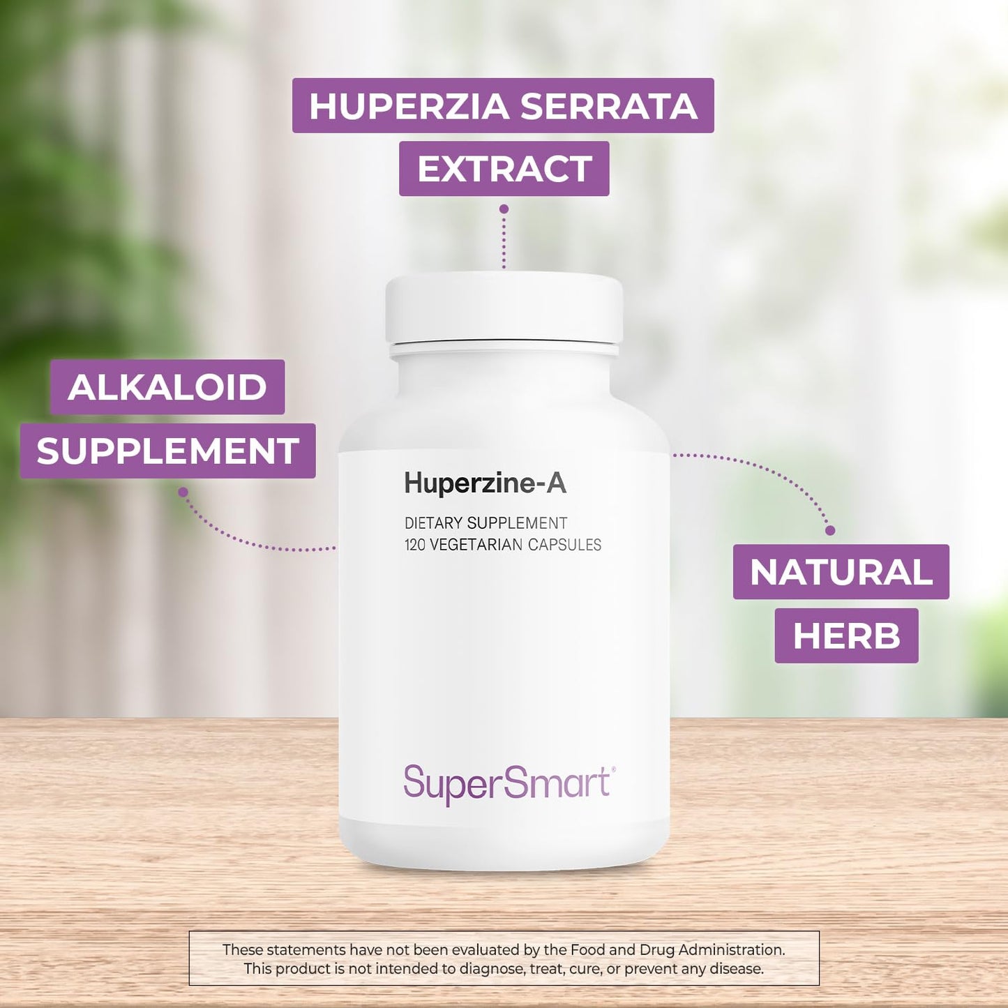 Supersmart Huperzine-A Alkaloid Extract Supplement, 100 mcg per Day, Non-GMO & Gluten Free, 120 Vegetarian Capsules