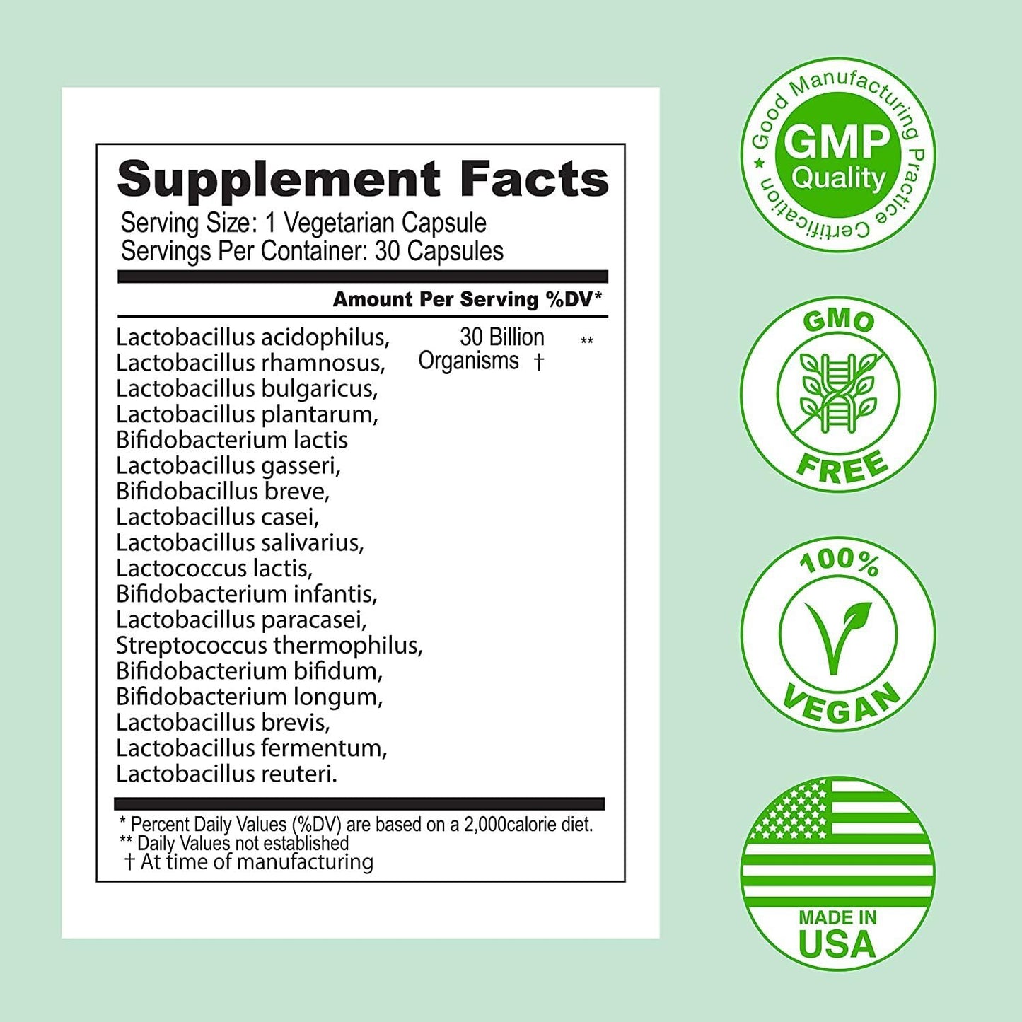 ASULABS Advanced Probiotic Formula with 18 Clinically Selected Strains, Vegetarian Capsules, 30 Count
