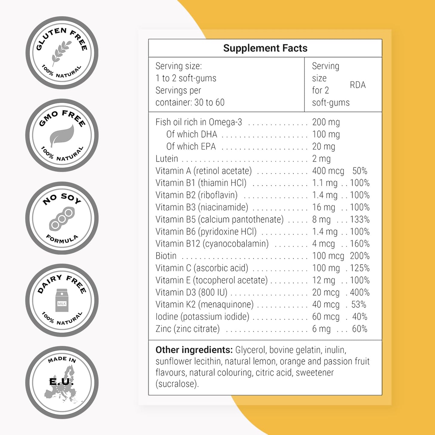 Supersmart Sugar-Free Kids Multivitamin Gummies 60 Gummies
