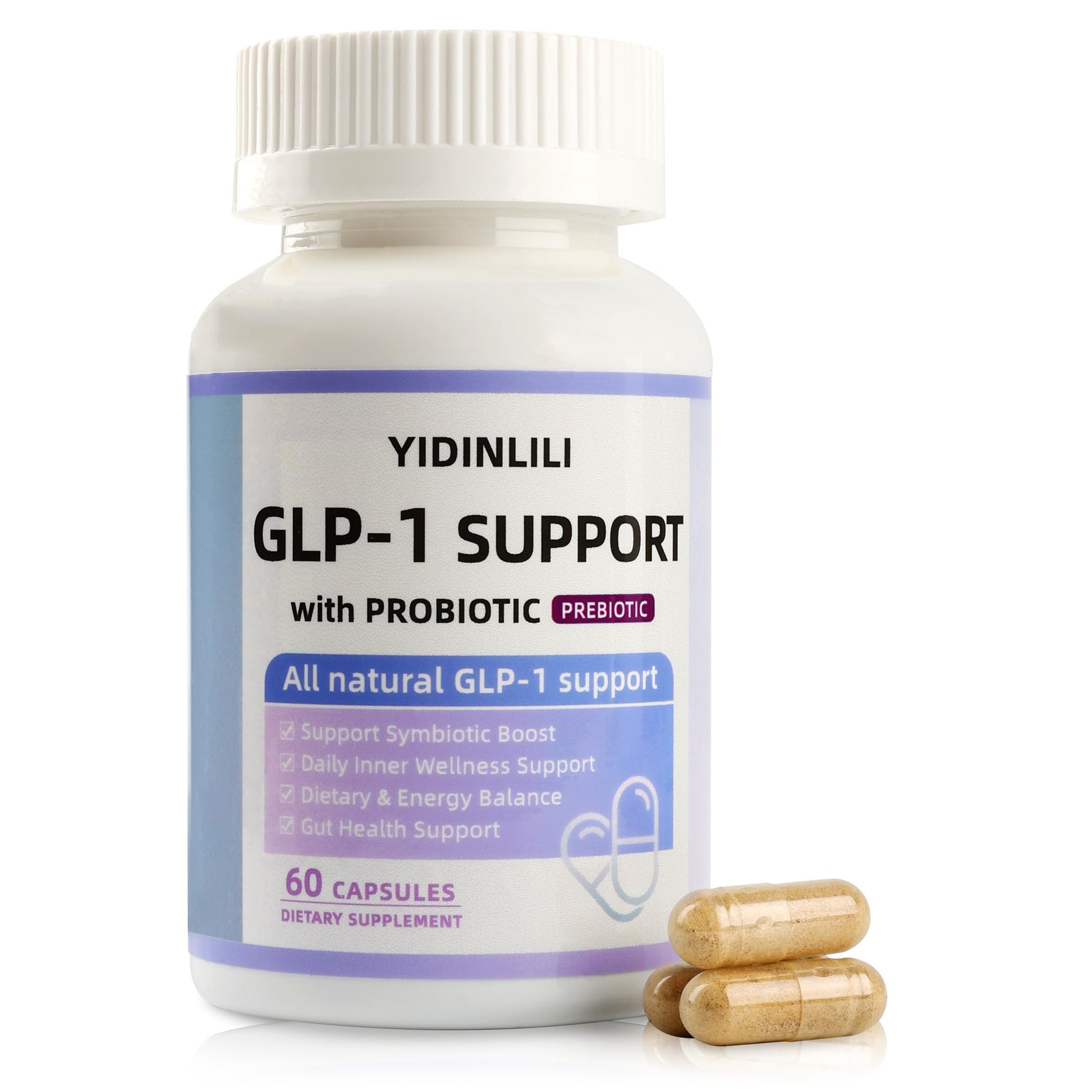 YIDINLILI GLP-1 Supplement for Women and Men Metabolic Support with Probiotic and Prebiotic, 60 Capsules
