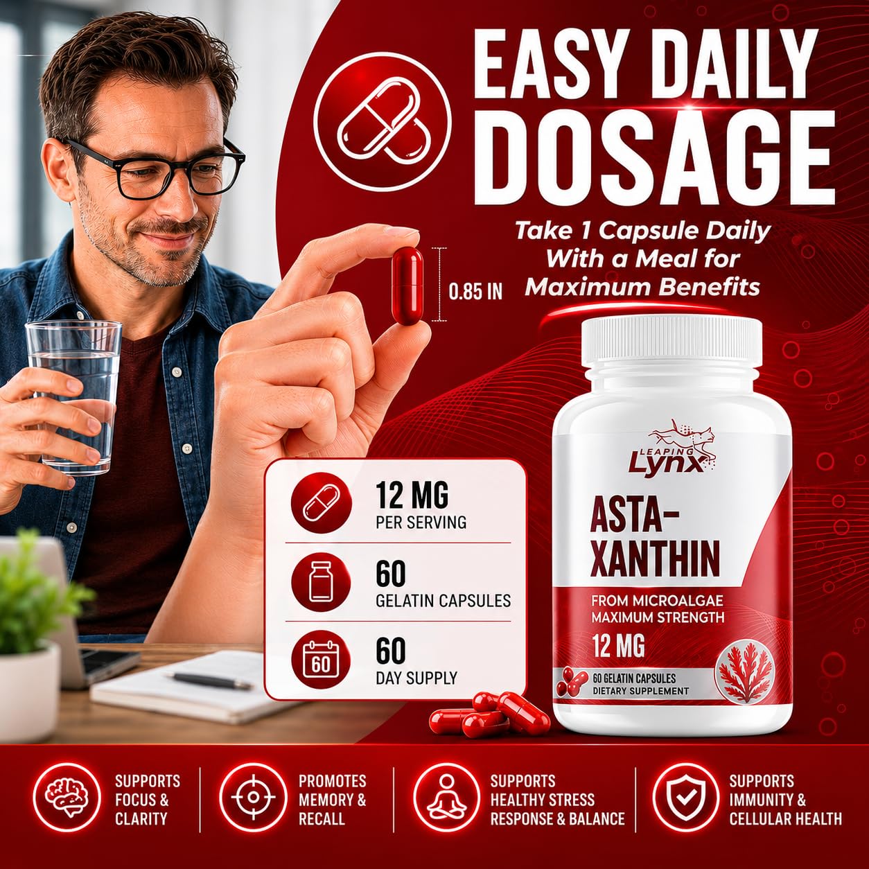 Leaping Lynx Astaxanthin 12mg Capsule 60 Count