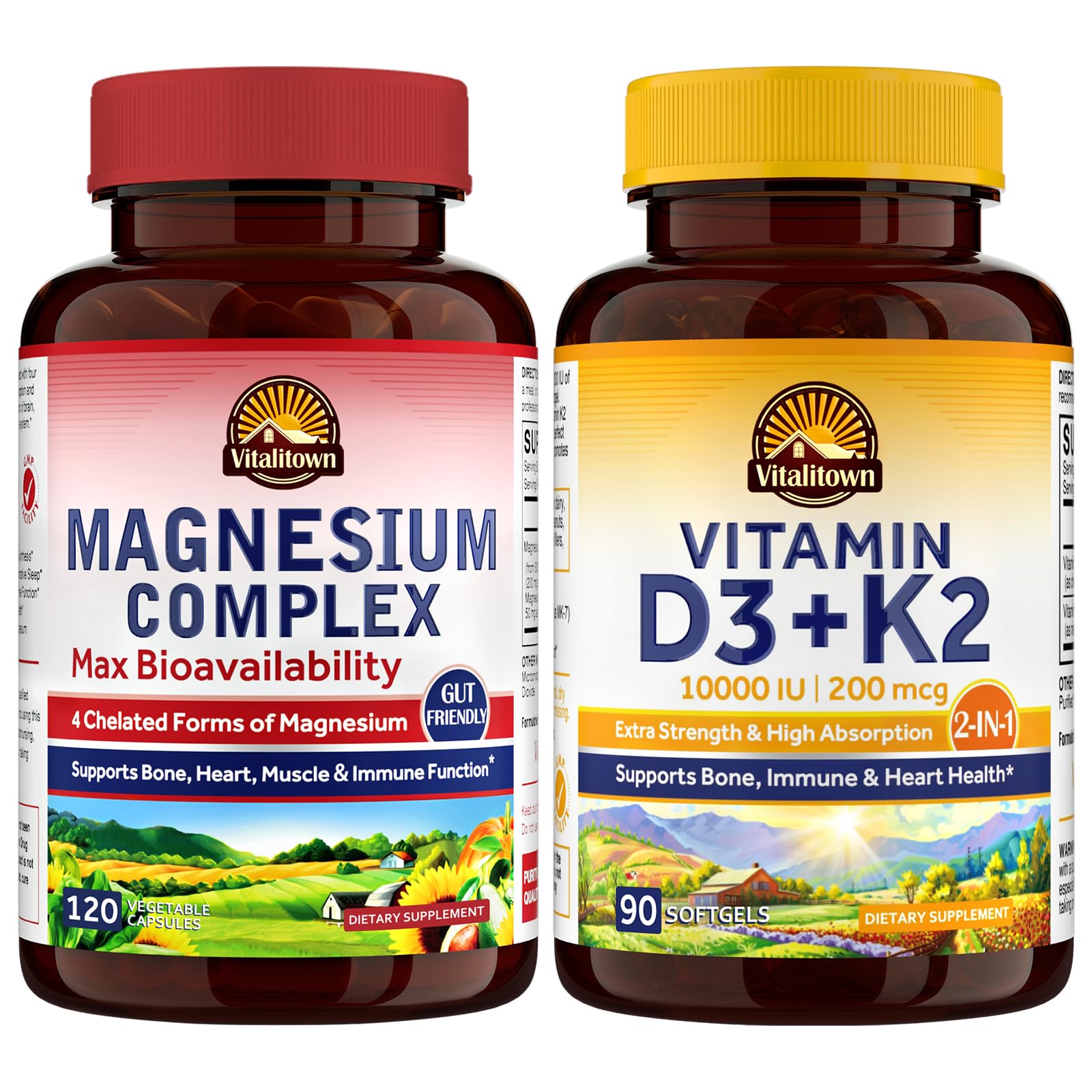 Vitalitown Magnesium Complex & Vitamin D3 K2 Bundle Capsules, 210