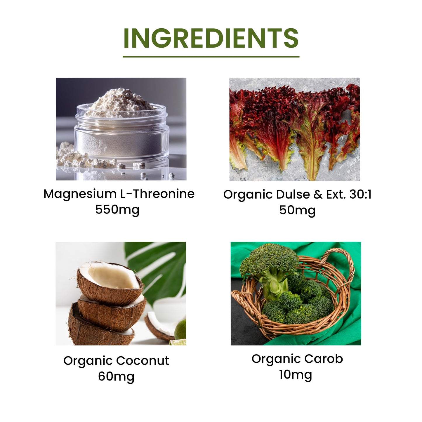 Green Organic Supplements Magnesium L-Threonine Capsules 360