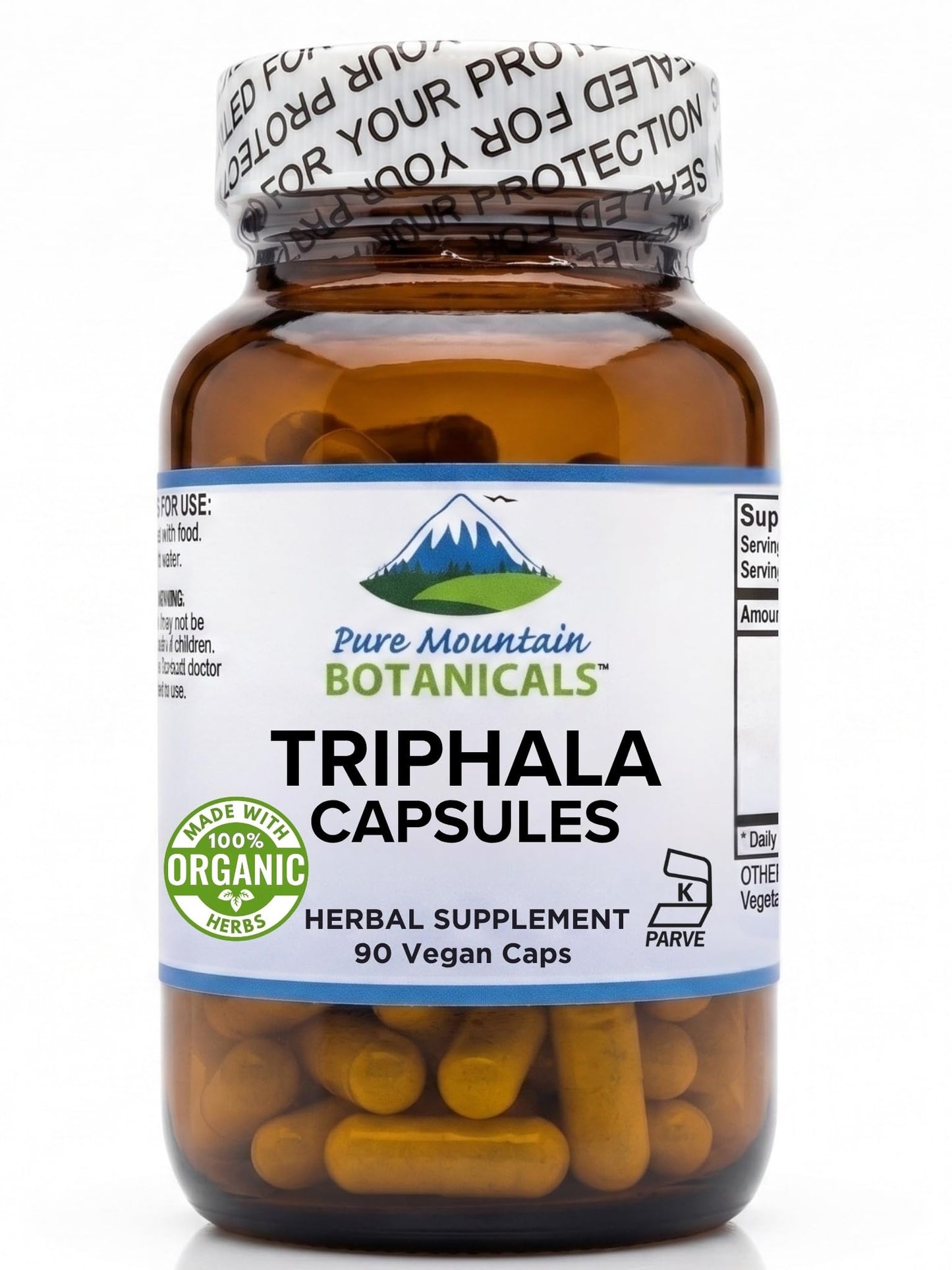 Pure Mountain Botanicals Triphala 500mg Organic Amla Fruit Capsules, 90 Count