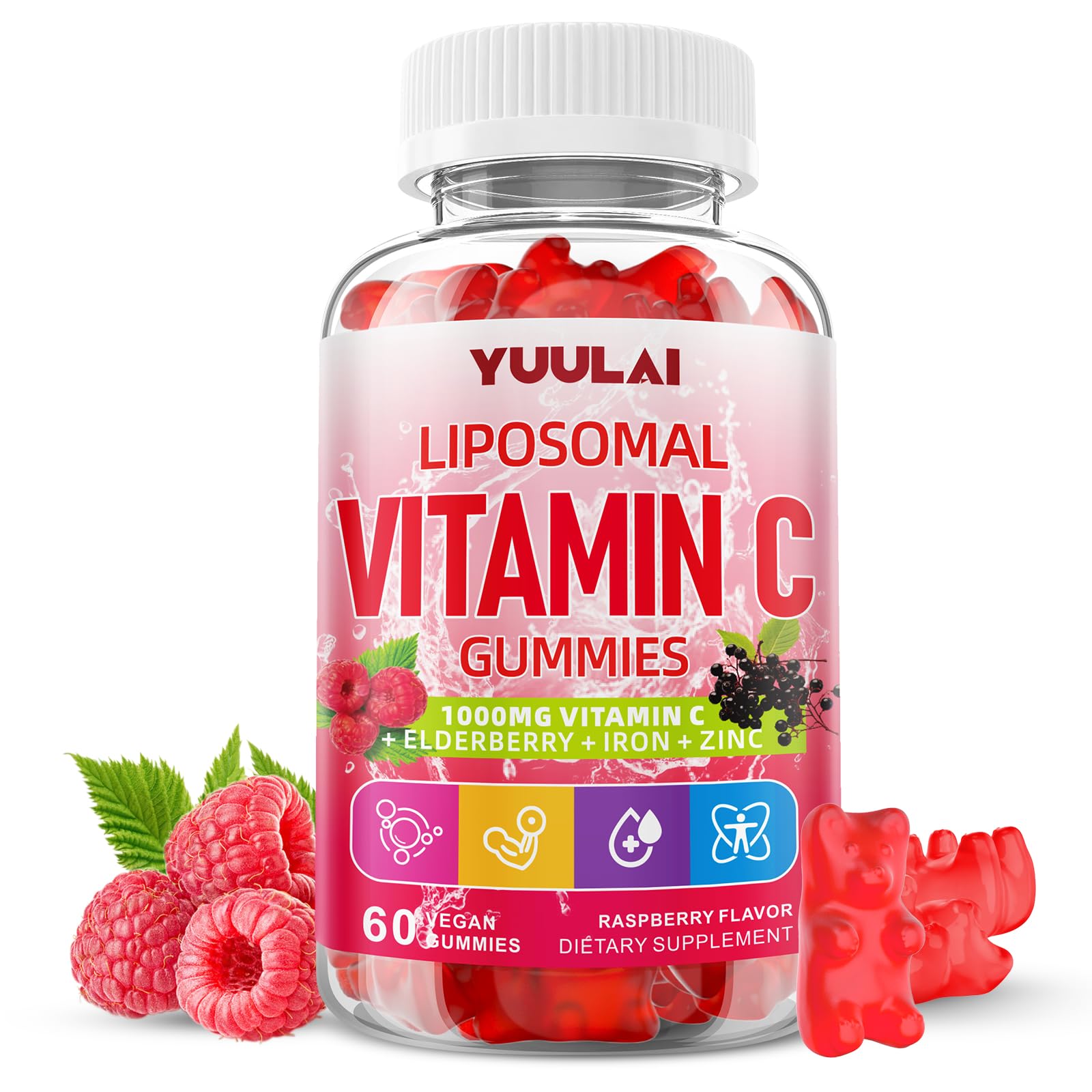 YUULAI Liposomal Vitamin C 1000mg Gummies, 60 Count