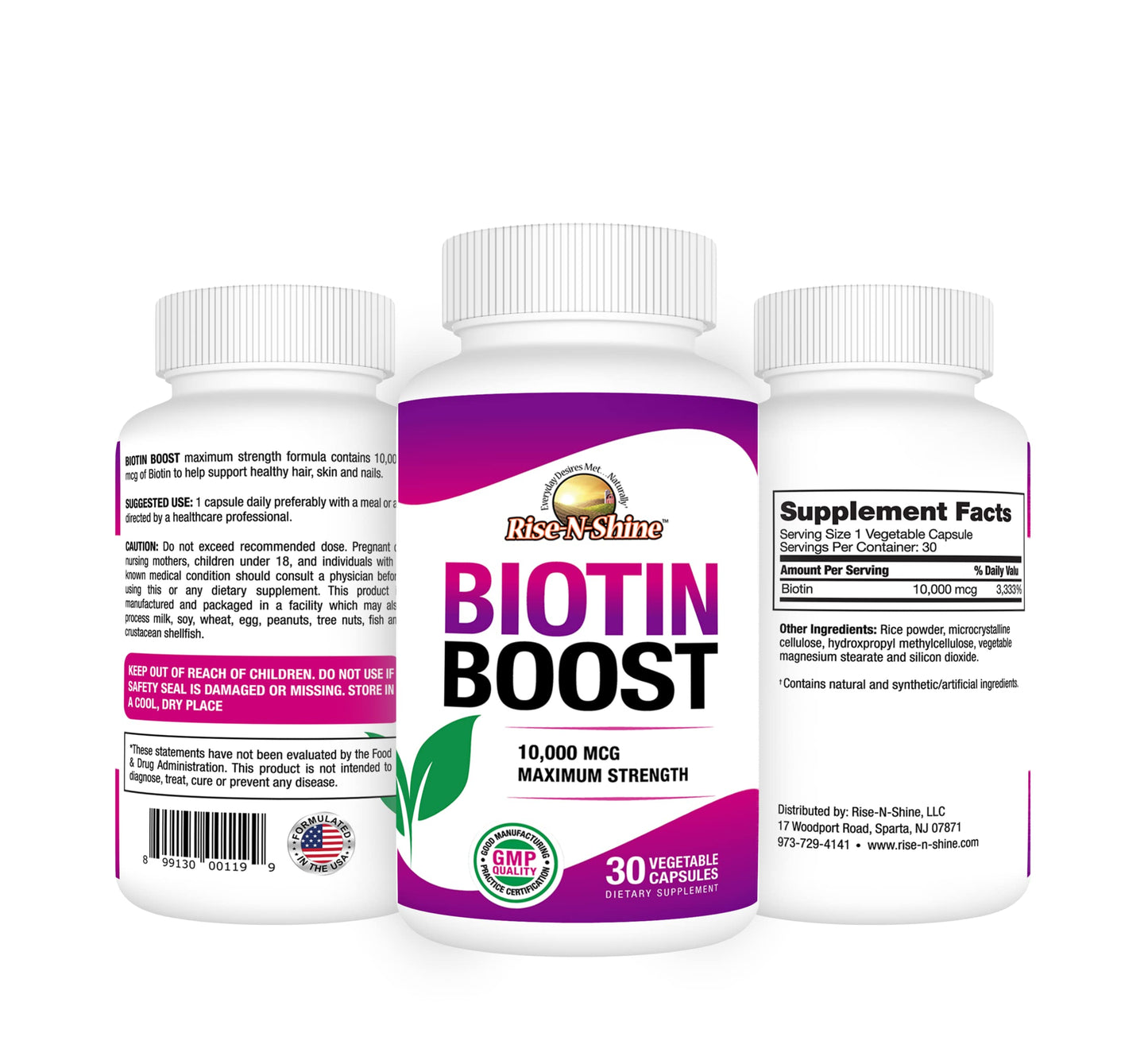 Rise-N-Shine Biotin Boost 10,000 mcg Capsule 30 Count