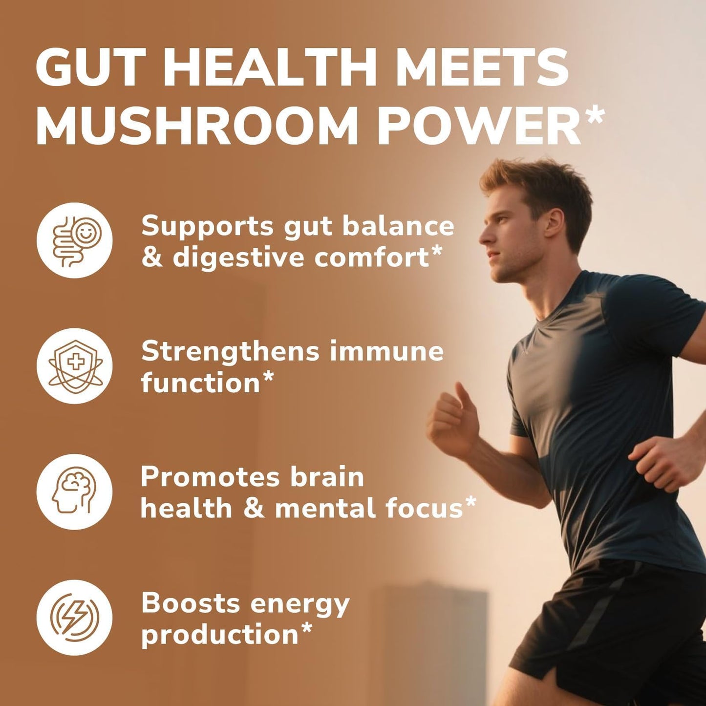 Vitalibre Probiotics+Mushroom with Lion's Mane, Reishi, Cordyceps, 10 Probiotic Strains, 1000mg Mushroom Extract Blend, for Digestive, Immune, Brain Health & Energy Production, 60 Capsules