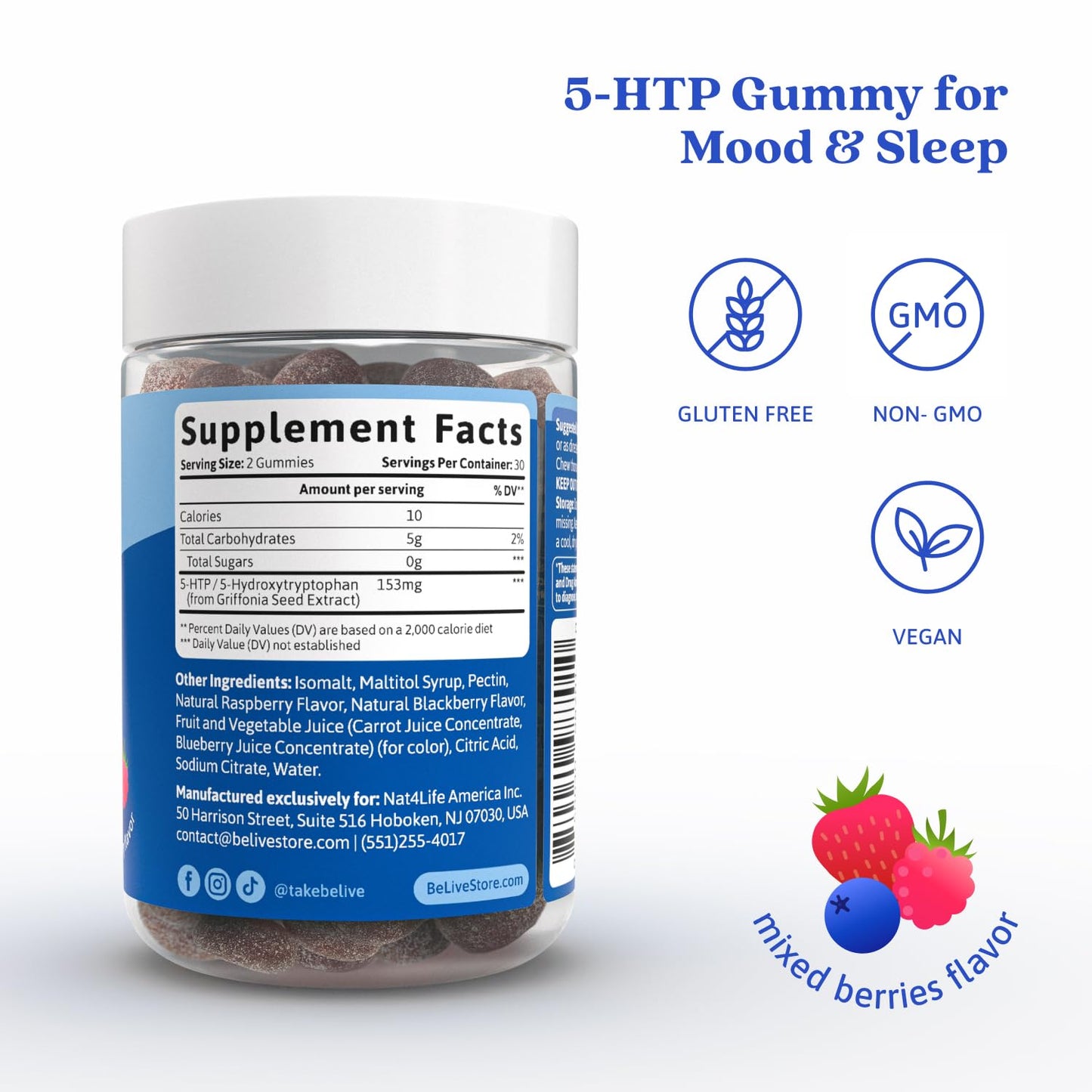 BeLive 5-HTP Gummies, 60 Count