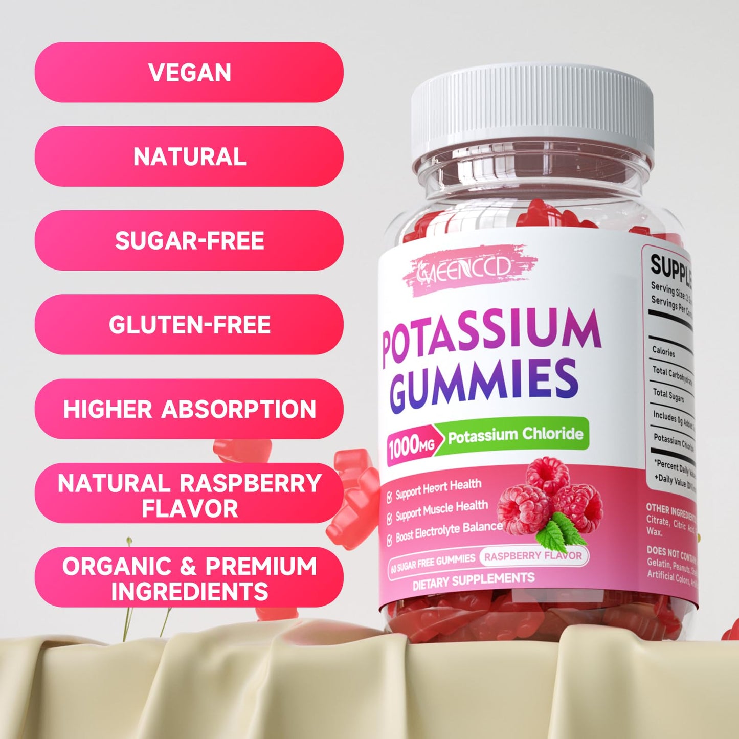 MEENCCD Potassium Gummies 120 Count