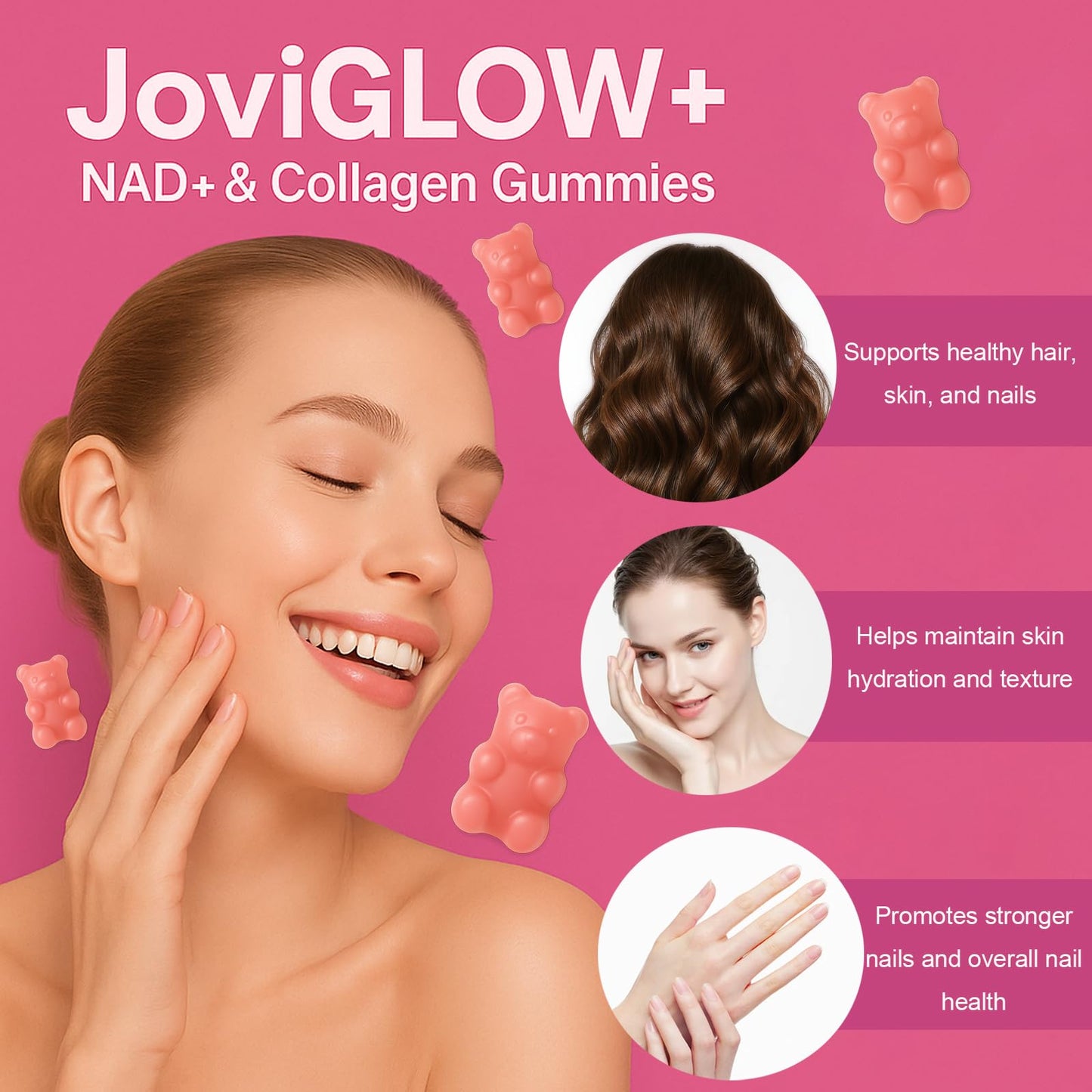 Jovi Glow NAD+ & Collagen Gummies, 120 Count