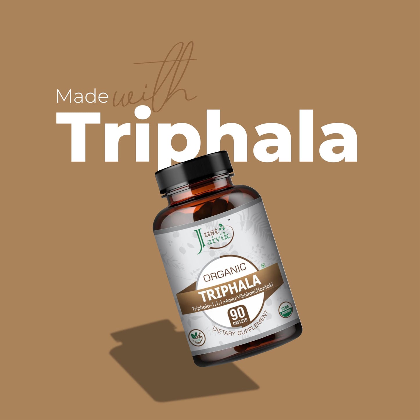 Just Jaivik Organic Triphala Tablets 750 mg 90 Count