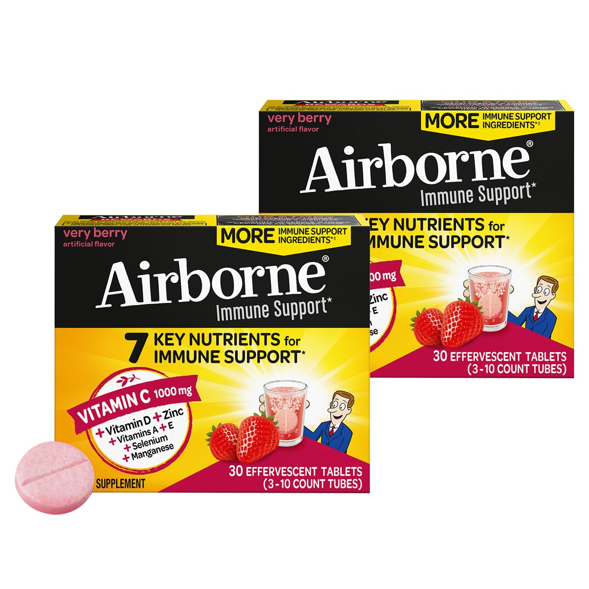 Airborne Vitamin C with Vitamin D + Zinc Tablets 60 Count