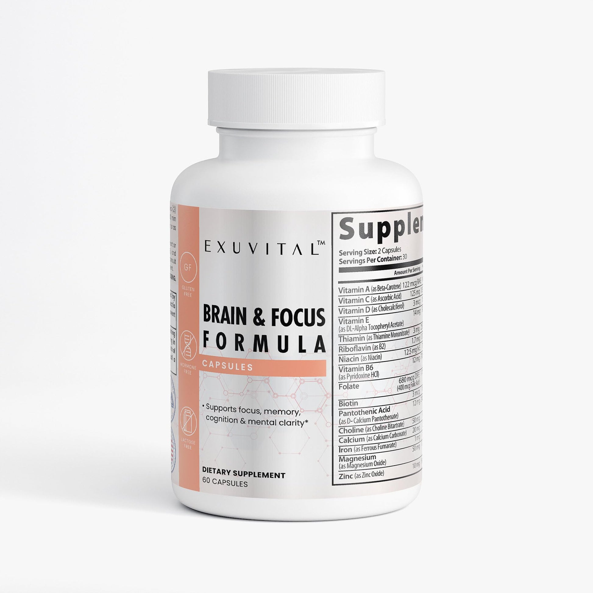 EXUVITAL Brain & Focus Formula Capsules 60 Count