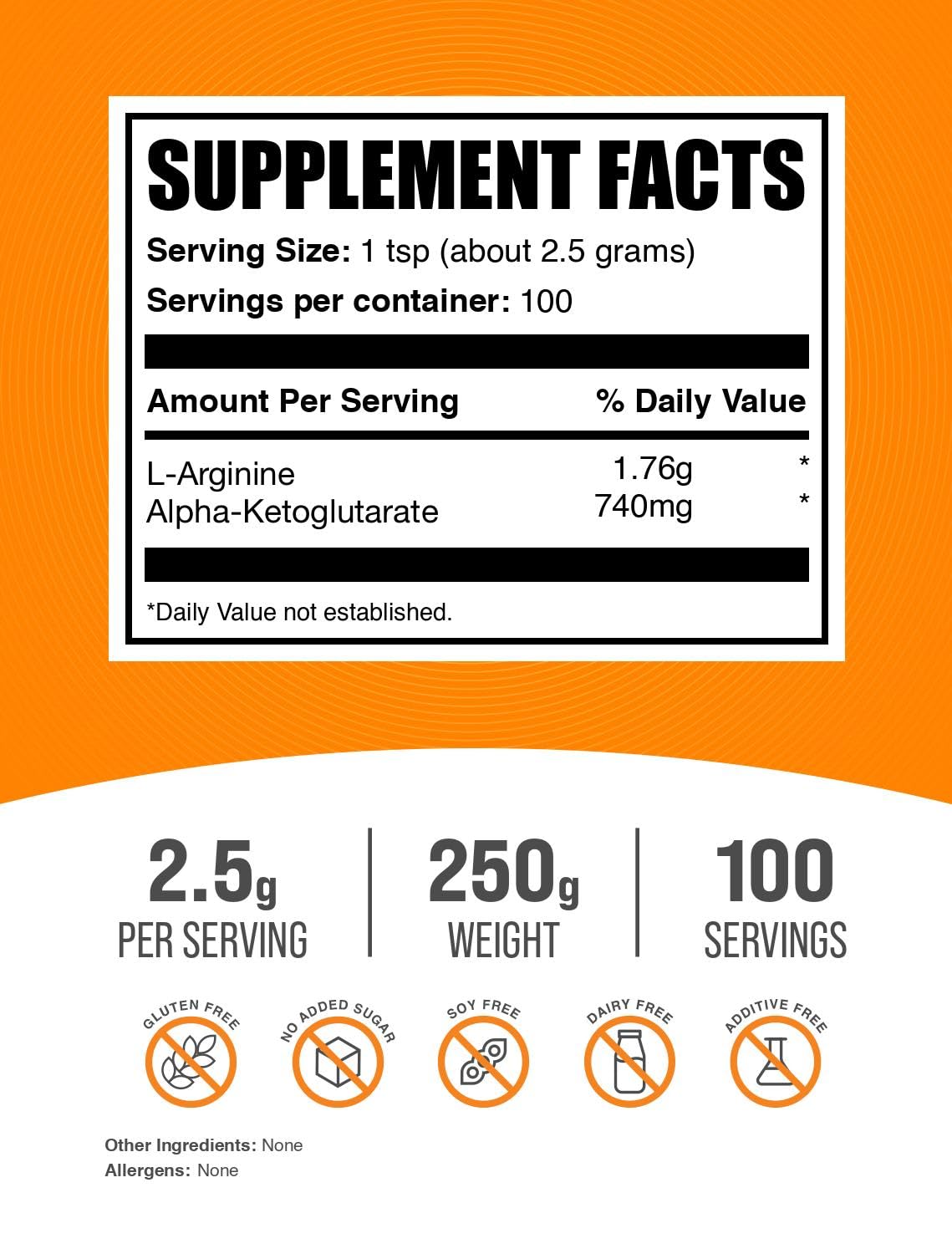 BulkSupplements AAKG Powder - Arginine AKG Supplement, Nitric Oxide Supplement, 8.75 oz